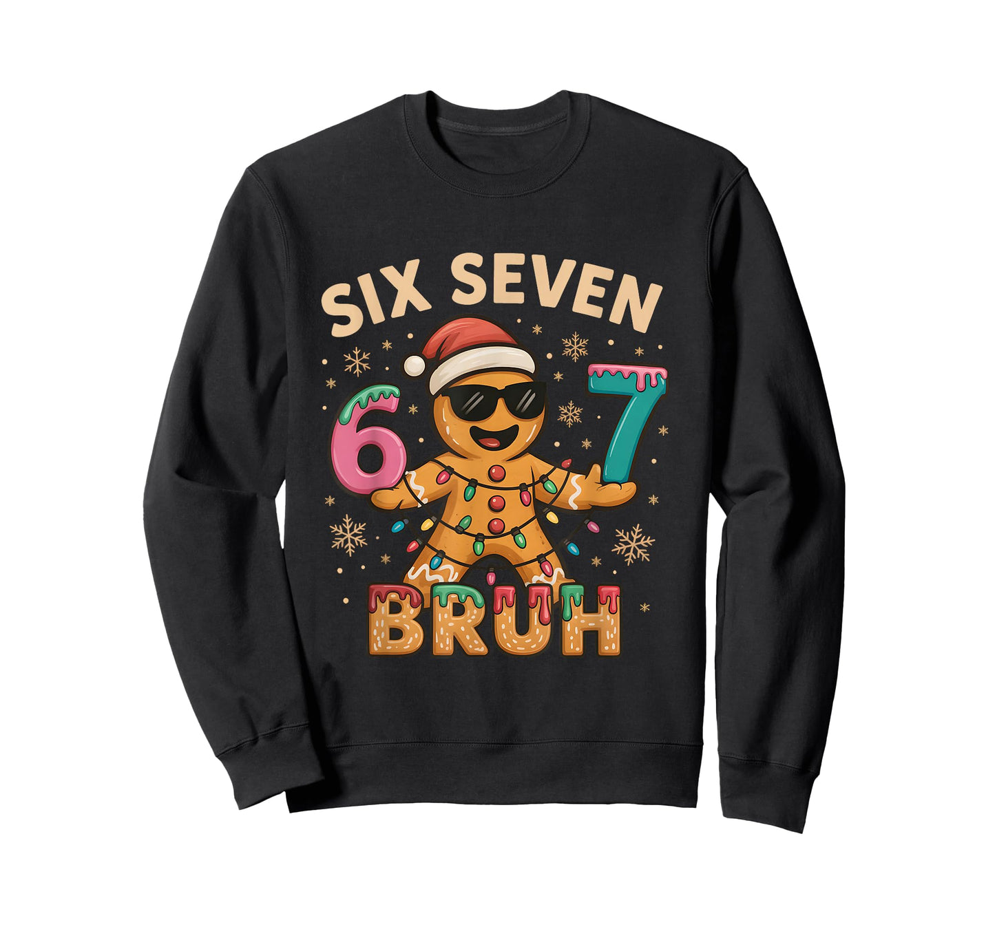 Bruh 67 Christmas Six Seven Gingerbreadman Boys 67 Christmas T-Shirt
