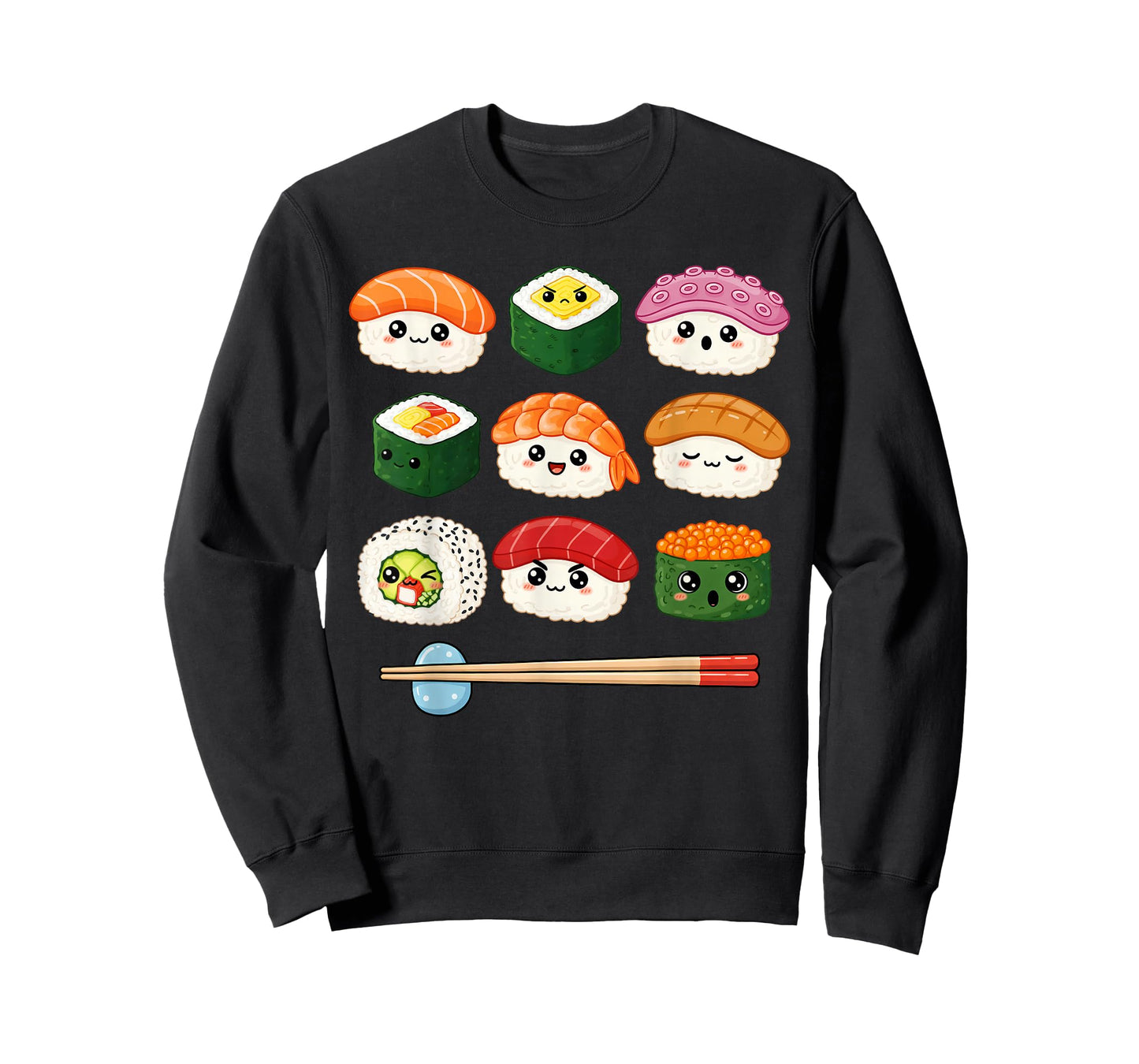 Happy Sushi Anime Kawaii Set Otaku Manga Japanese Food Lover T-Shirt