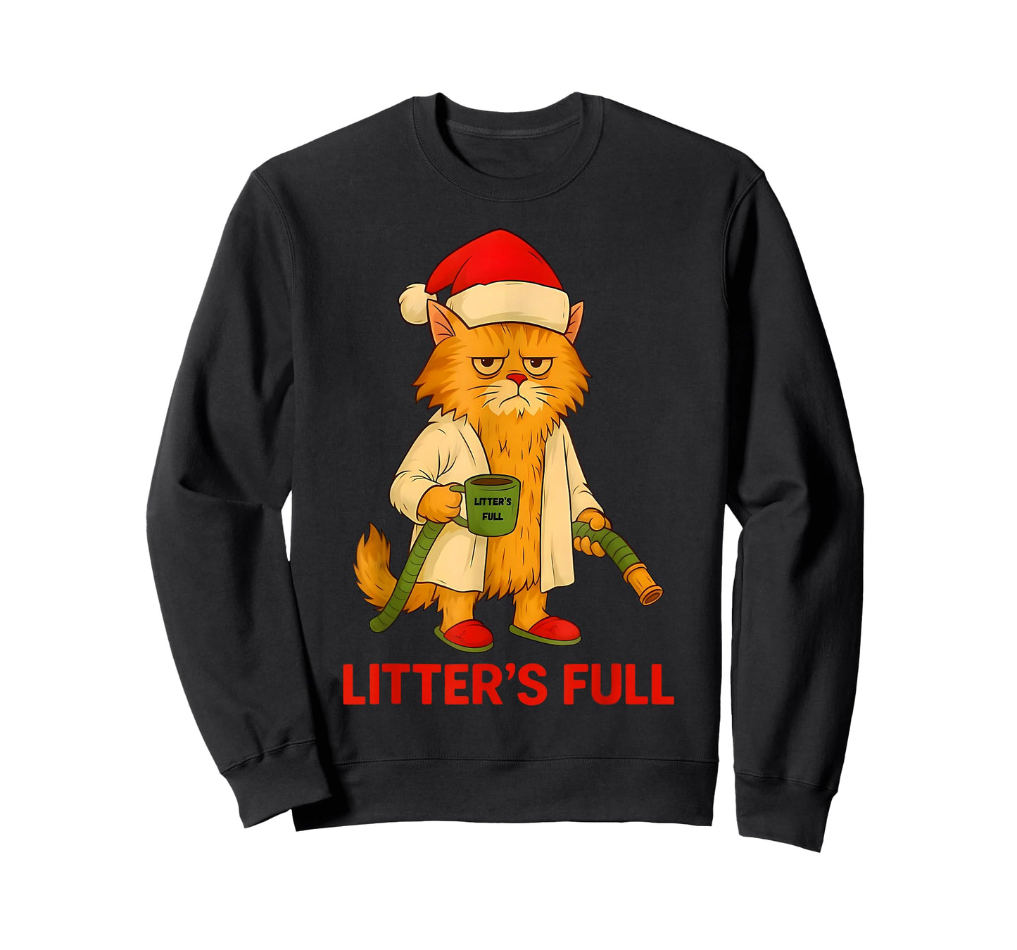Litter’s Full Funny Christmas Cat Santa Claus Women Men T-Shirt