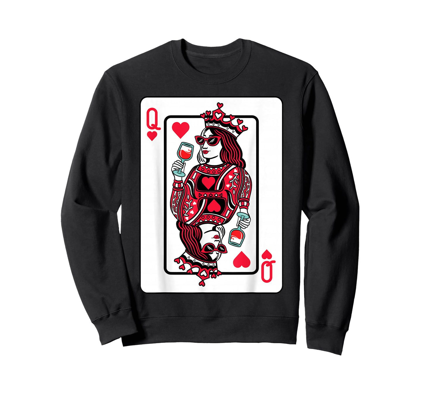 Queen of Hearts Wine Lover Valentine Funny Playing Cards T-Shirt