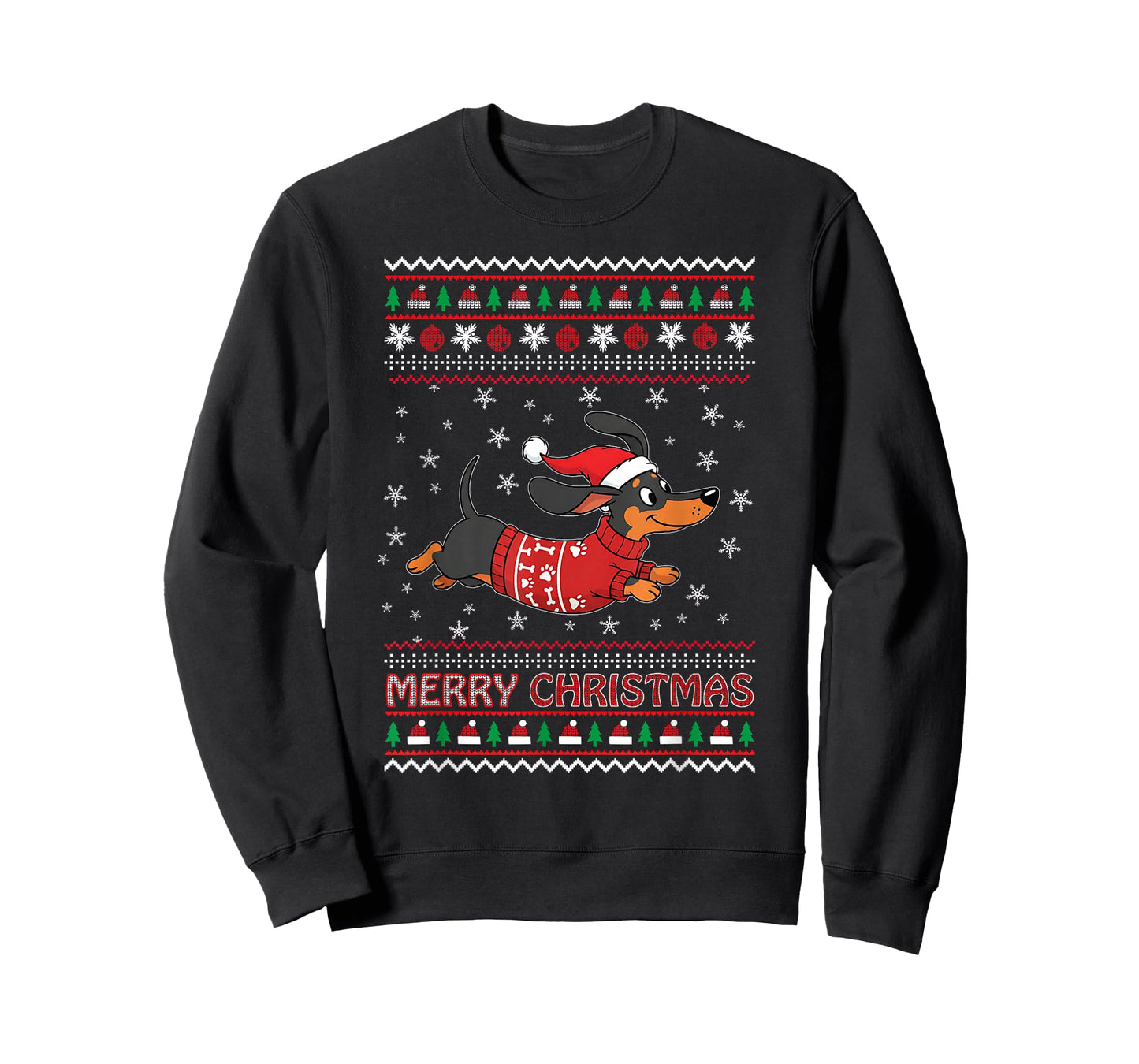 Merry Christmas Sweater Wiener Dog T-Shirt