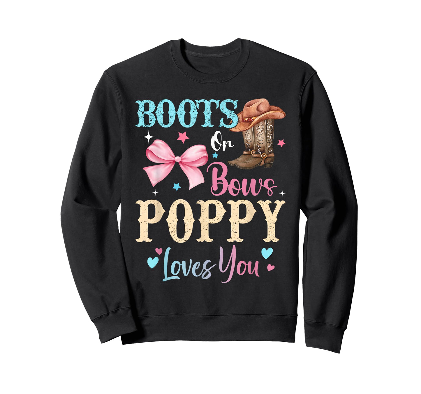 Boots or Bows Poppy Loves You Gender Reveal Family T-Shirt
