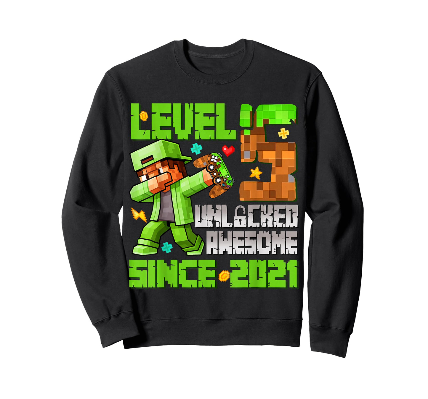 Level 5 Unlocked Awesome Since 2021 5th Birthday Game Boys T-Shirt