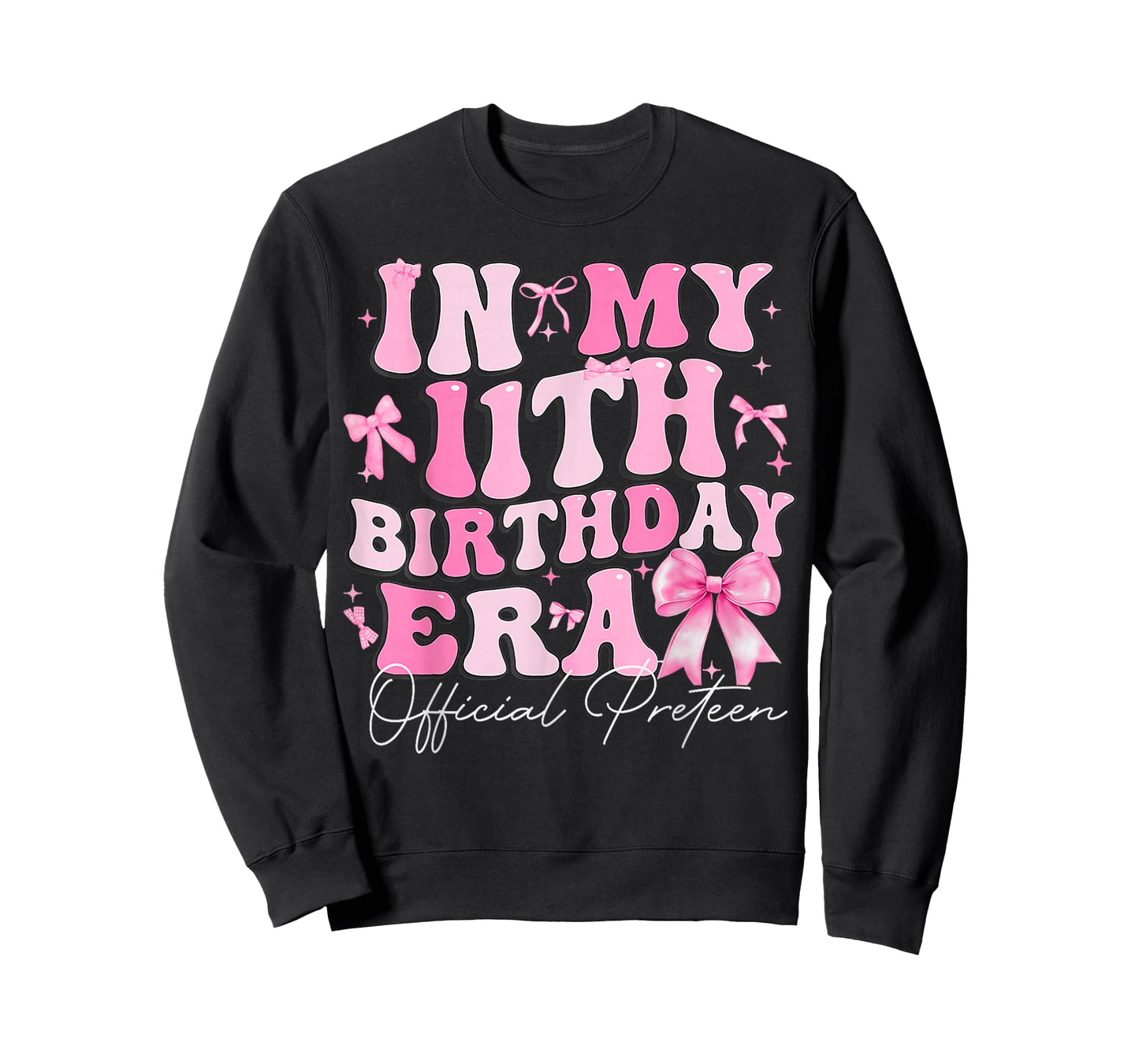 in My 11th Birthday Era Pink Coquette Bow Birthday Girl Kids T-Shirt