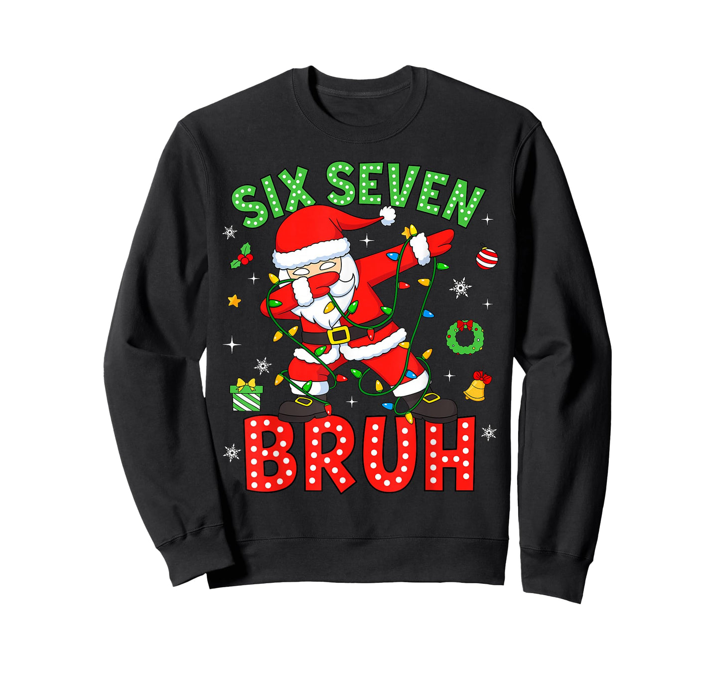 Six Seven 67 Gen Z Alpha Meme Bruh Christmas Dabbing Santa T-Shirt
