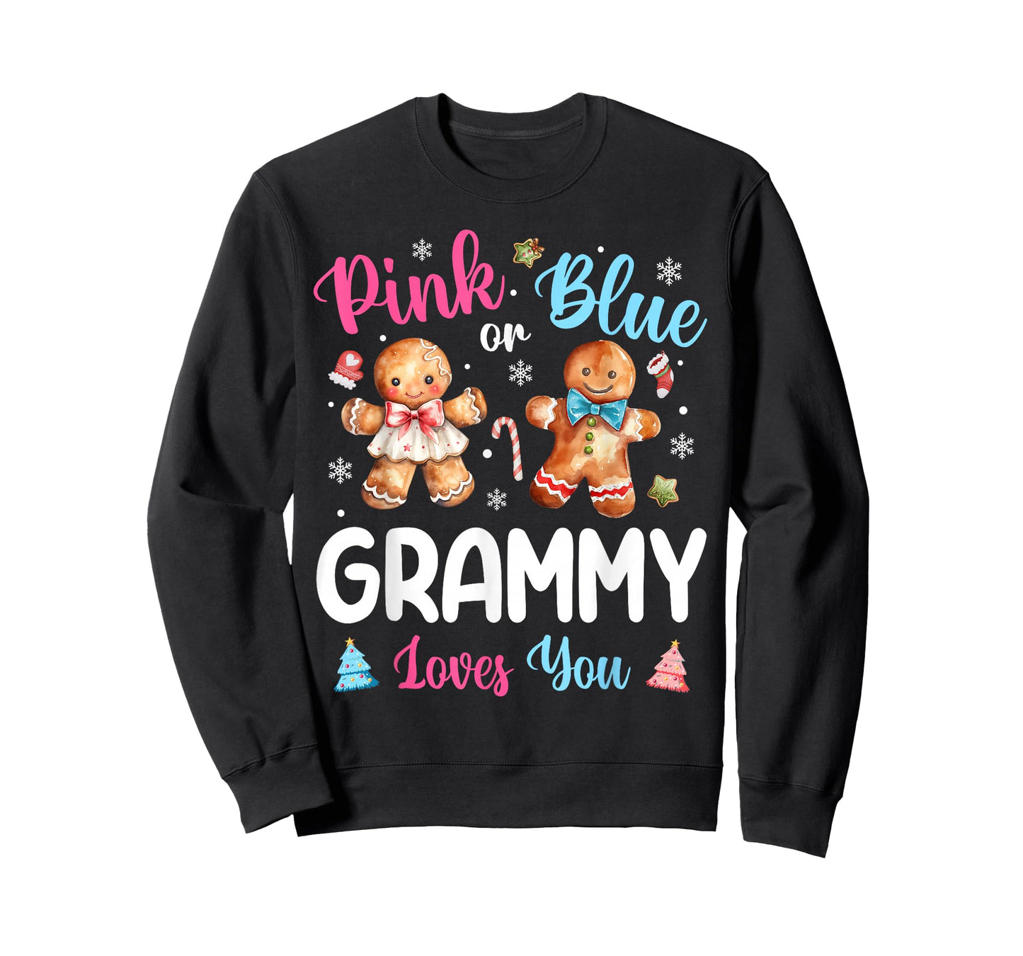 Pink or Blue Grammy Loves You Gender Reveal Christmas T-Shirt