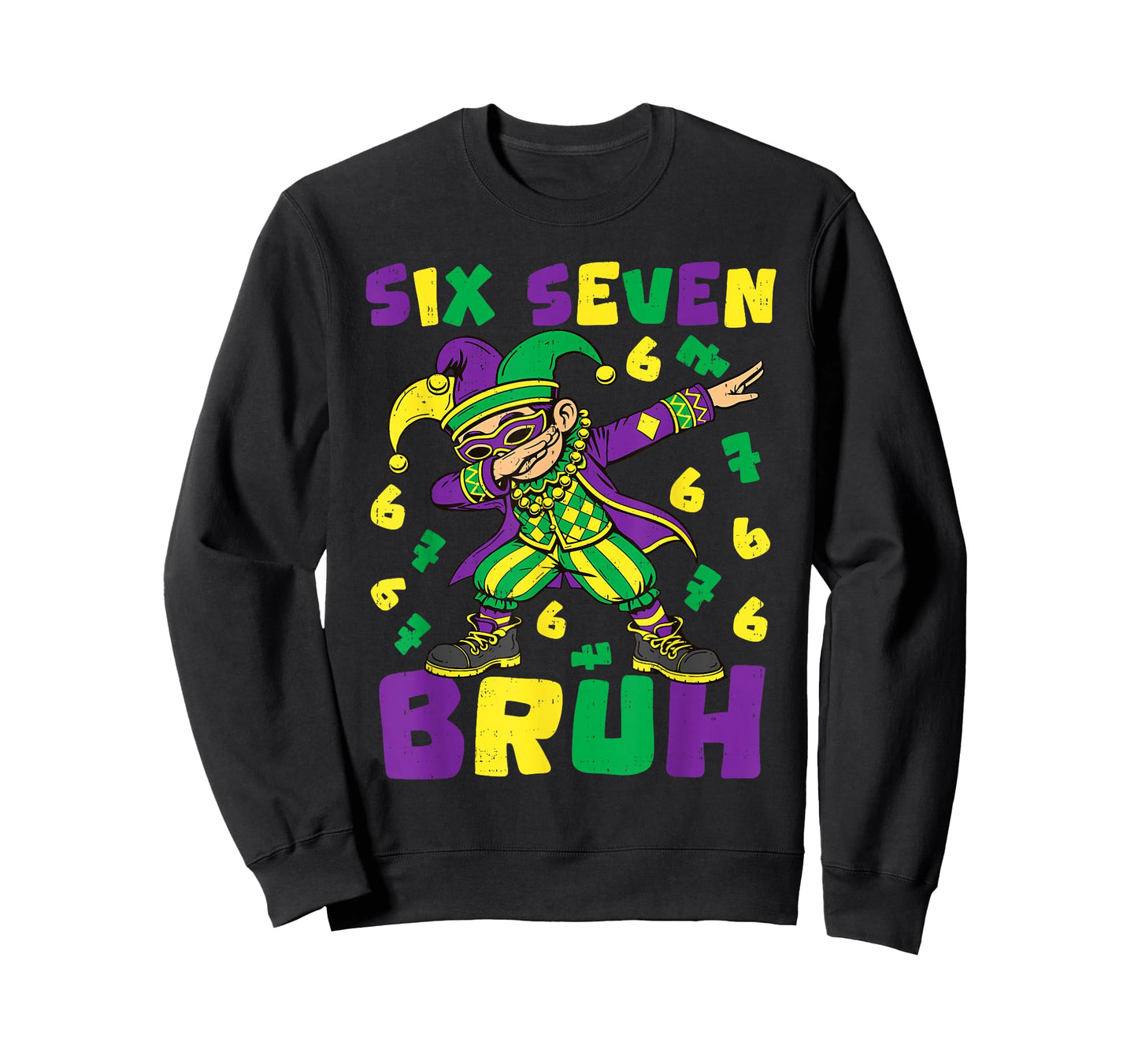 Mardi Gras Carnival Six Seven Bruh Dabbing 6 7 Meme Boys Kid T-Shirt