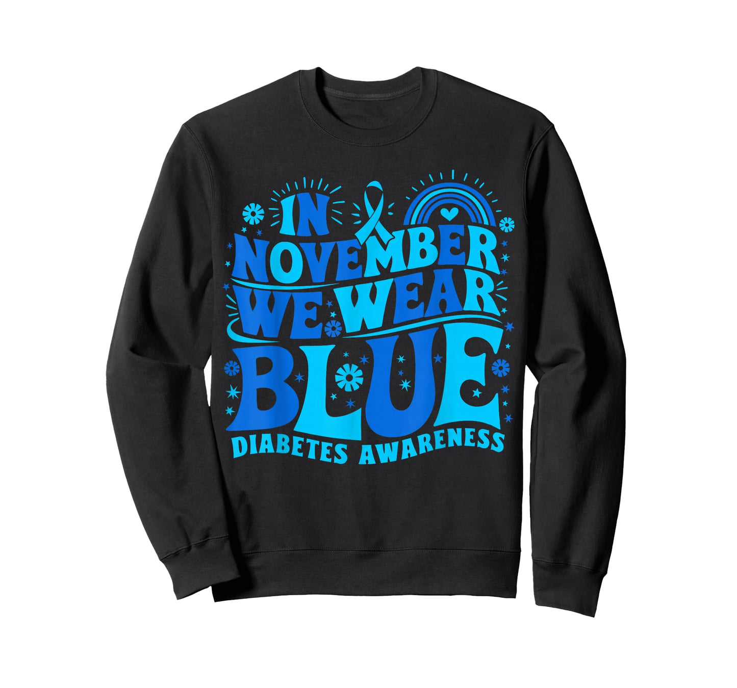 in November We Wear Blue Diabetes Awareness Ribbon T-Shirt