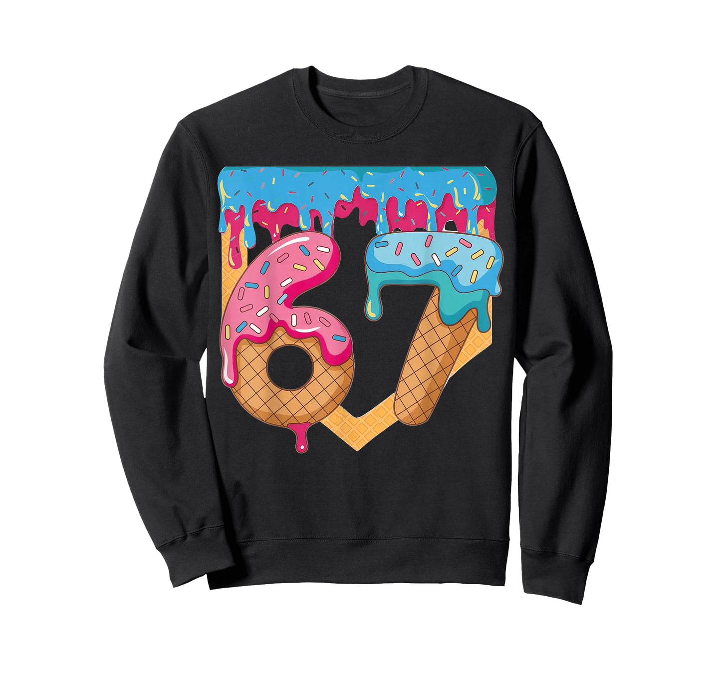 67 Ice Cream Drip Meme Six Seven Gen Alpha Slang T-Shirt