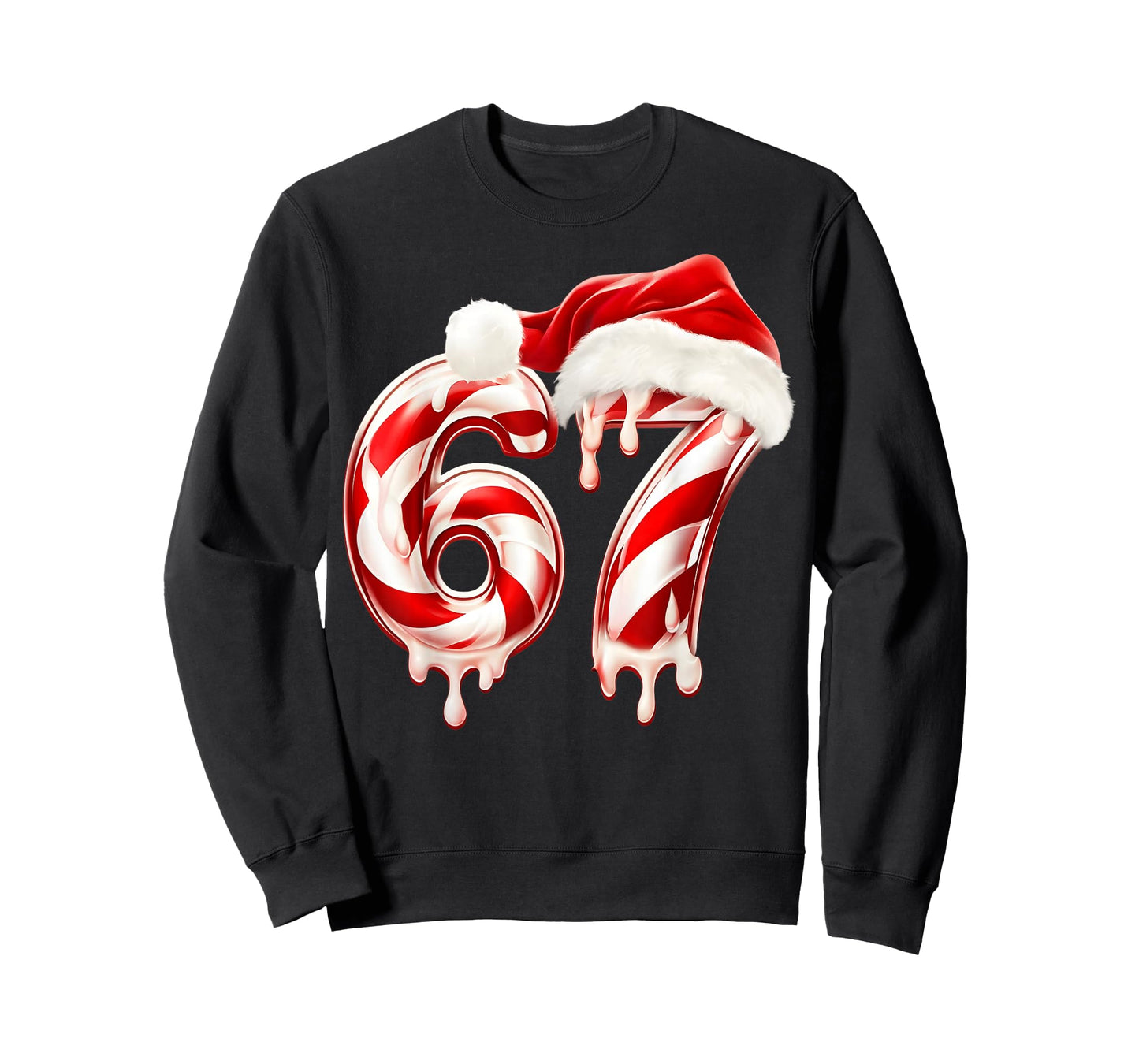 Melting Candy Cane 67 Christmas Design, Santa Hat Holiday T-Shirt