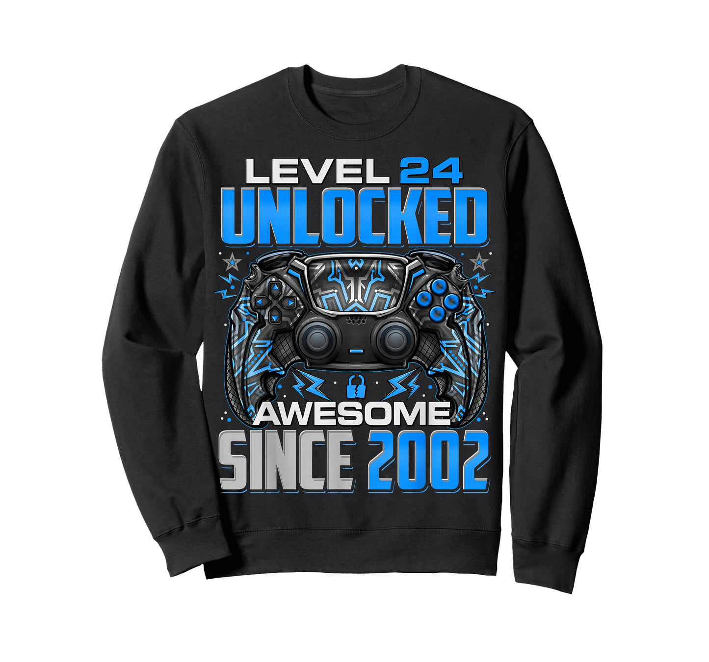 Level 24 Unlocked Awesome Since 2002 24th Birthday Gaming T-Shirt