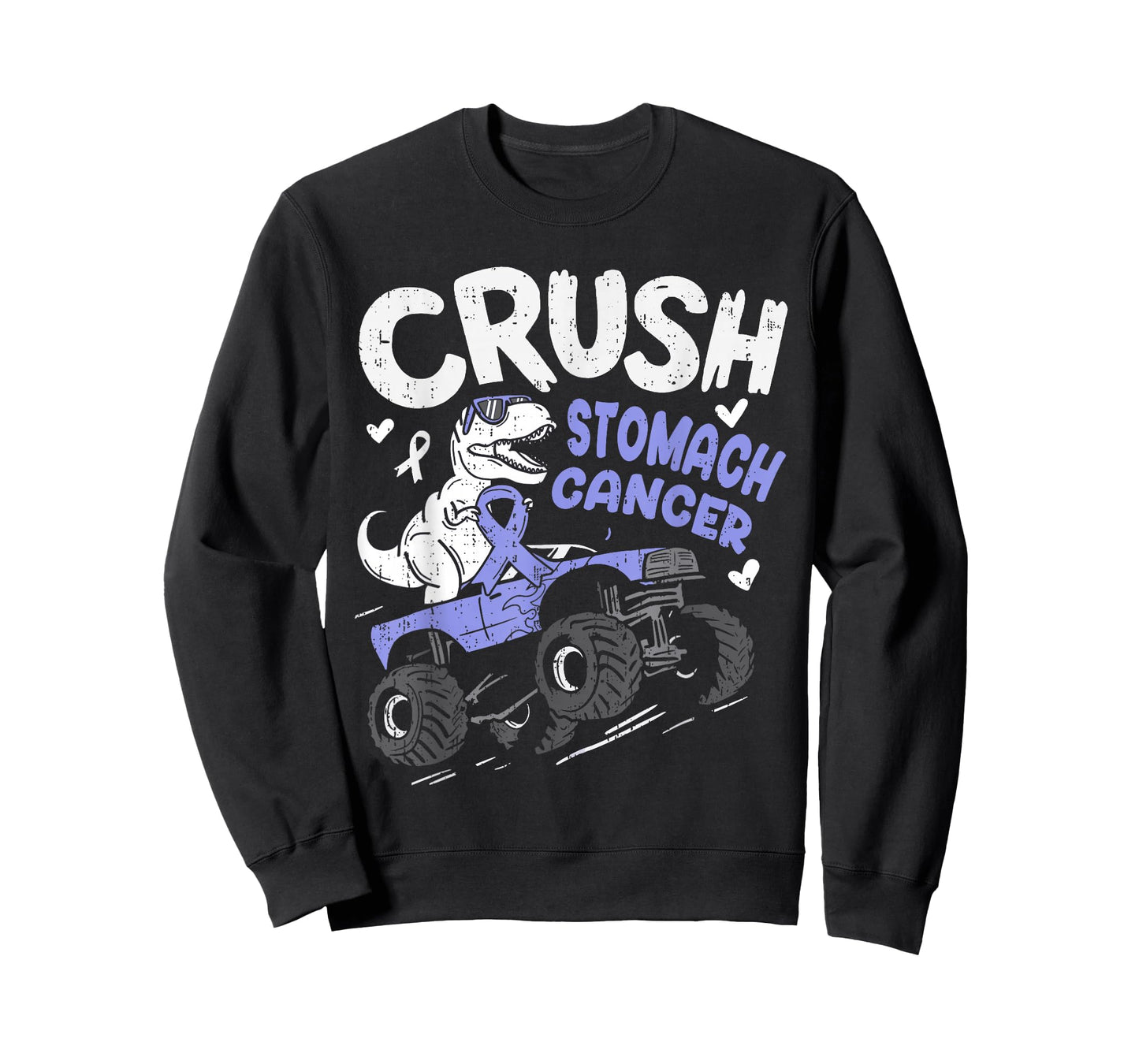 Crush Stomach Cancer Awareness Dino Ribbon Periwinkle Blue T-Shirt