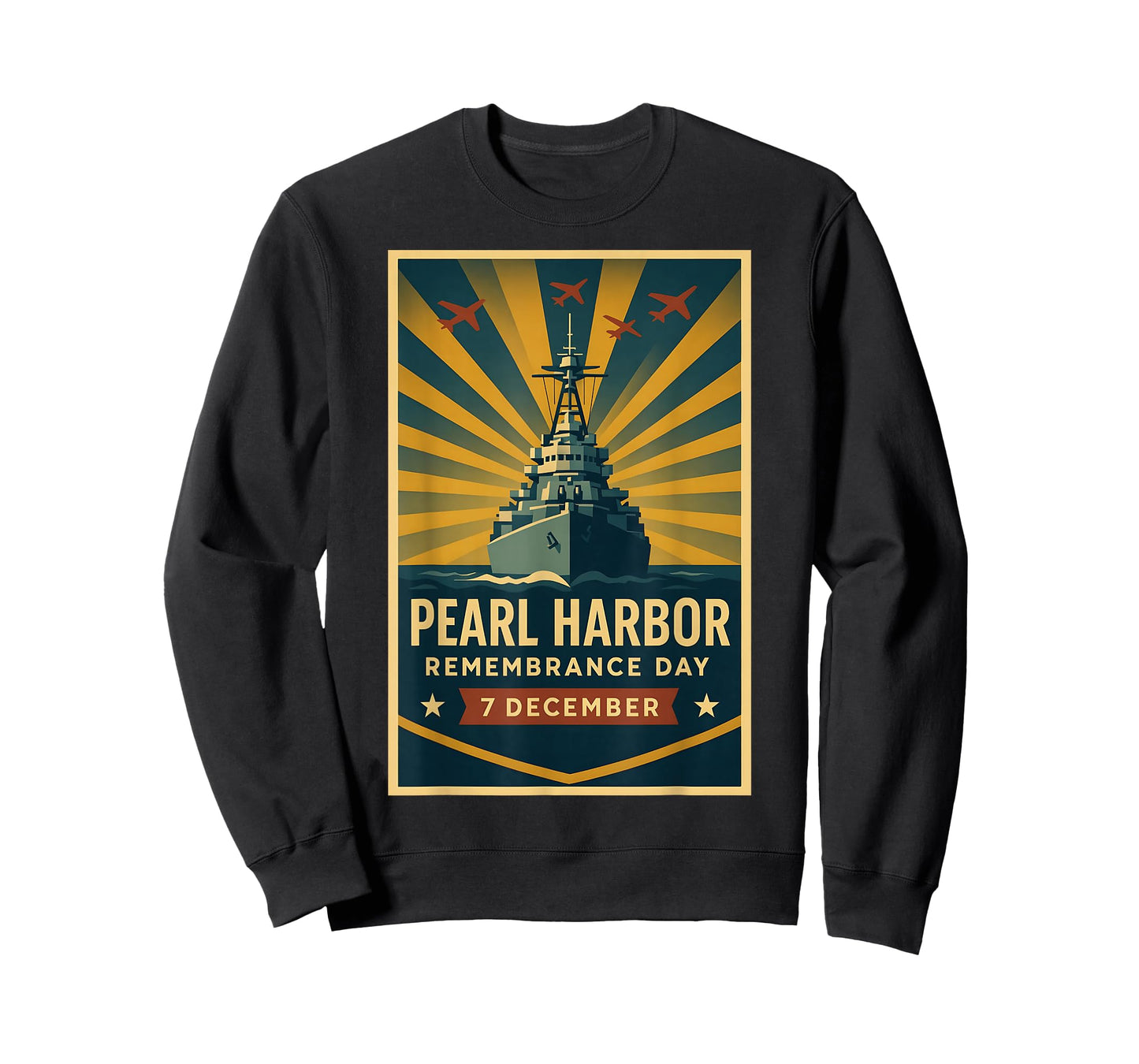 Pearl Harbor Remembrance Day Retro Naval Memorial Artwork T-Shirt