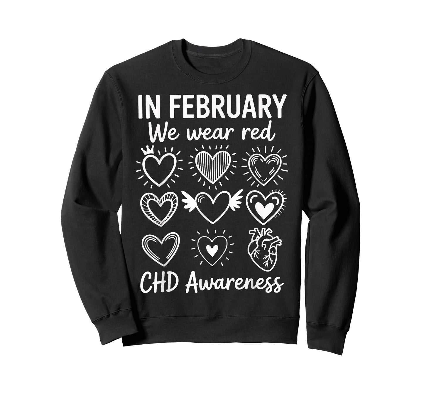 in February We Wear Red CHD Heart Ribbon Women Men Kids T-Shirt