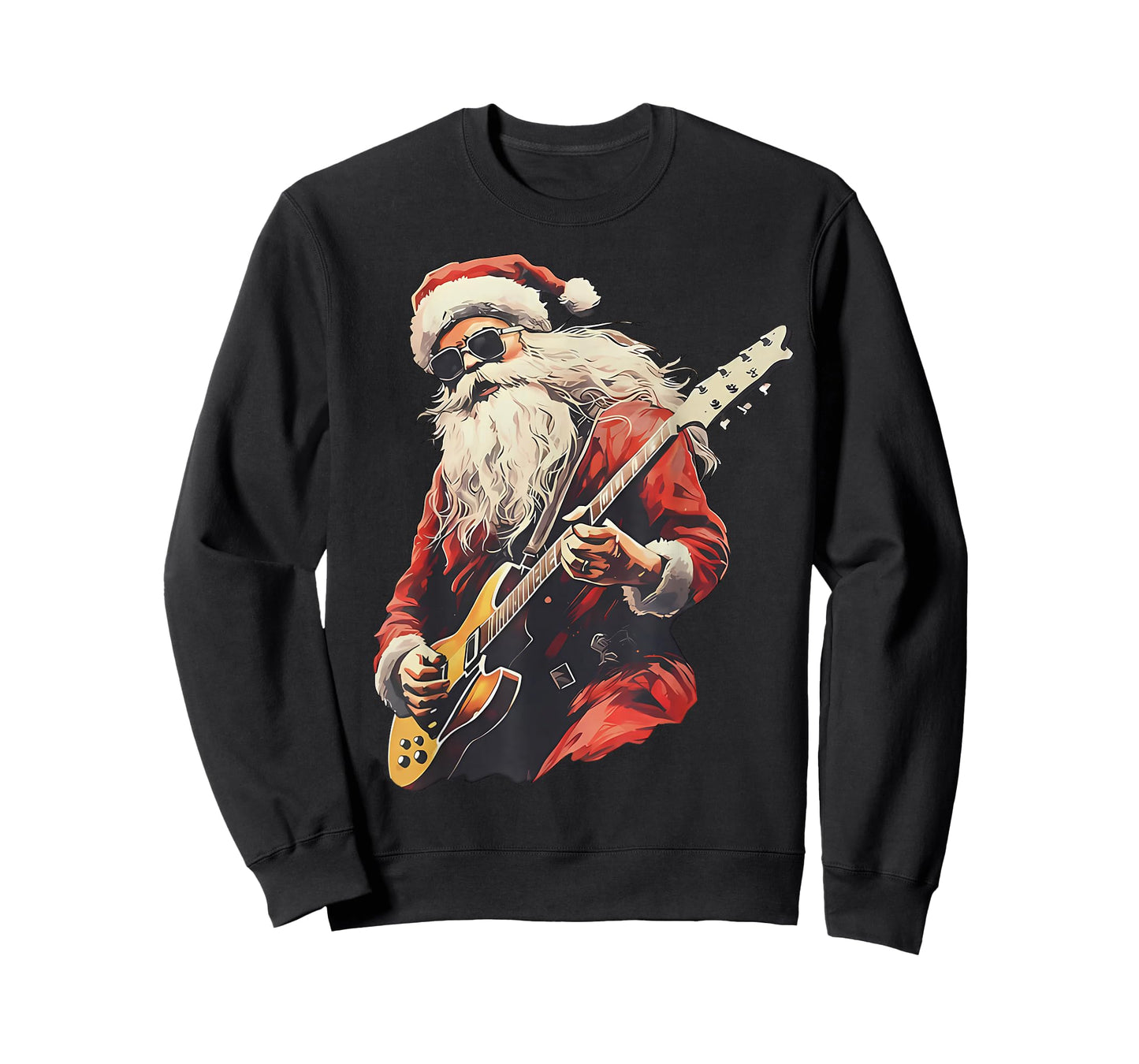 Retro Christmas Santa Playing Rock Guitar Xmas Holiday T-Shirt