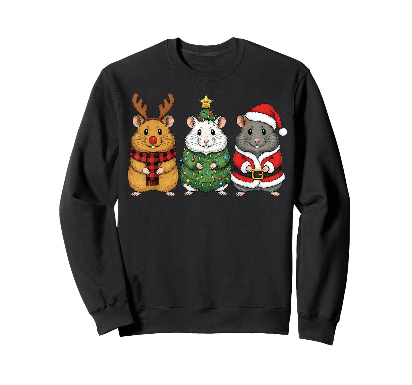 Retro Christmas Hamster Santa Reindeer T-Shirt