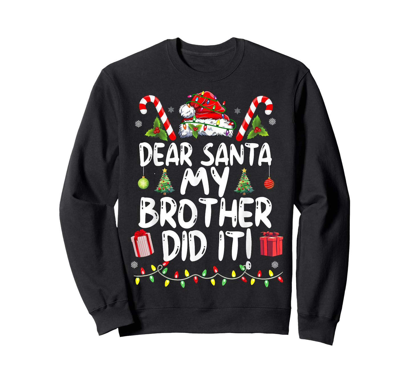 Dear Santa My Brother Did It Funny Christmas Girls Kids Boys T-Shirt