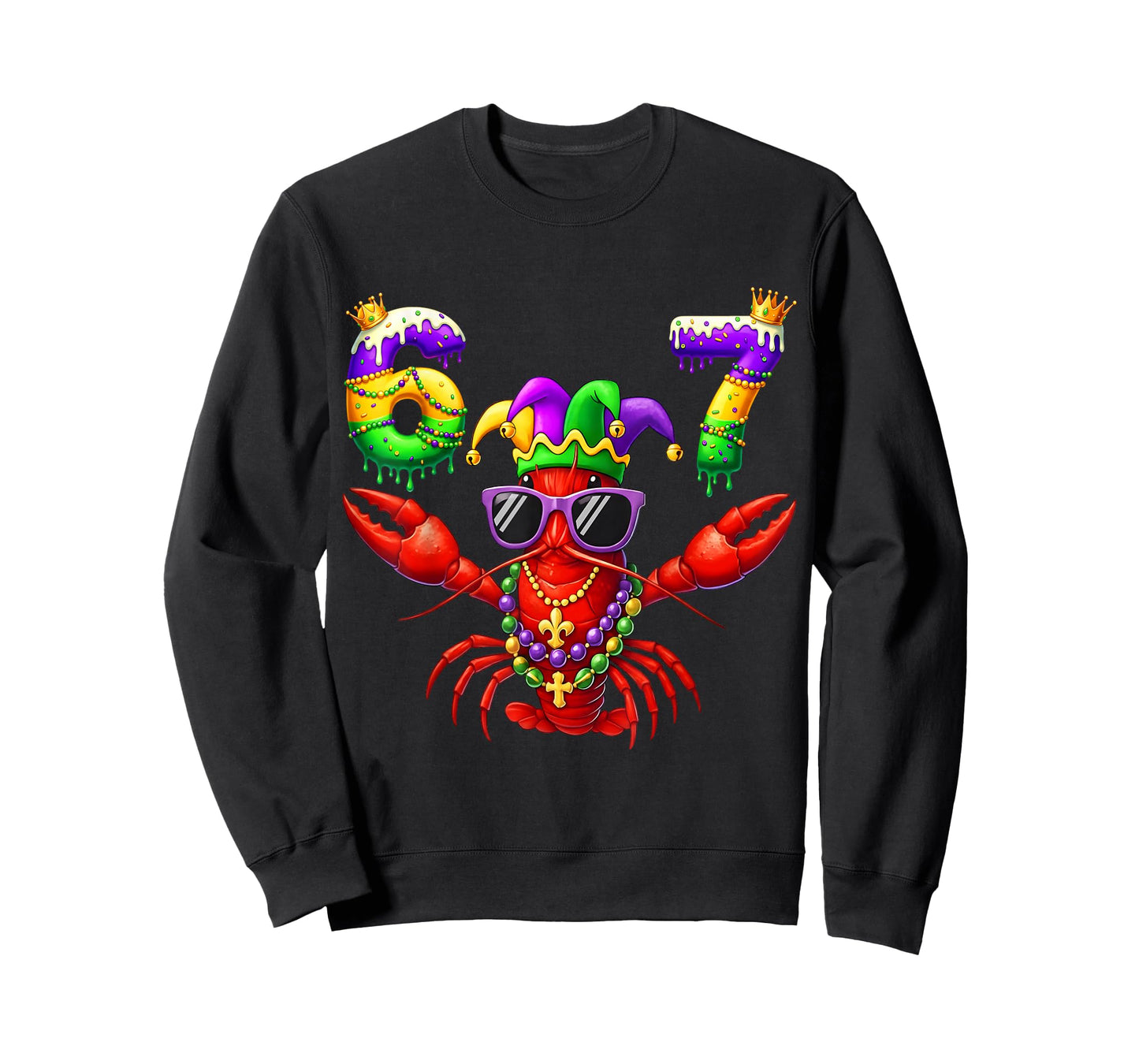 67 Mardi Gras Crawfish Beads Six Seven Carnival Boy Kids 6 7 T-Shirt