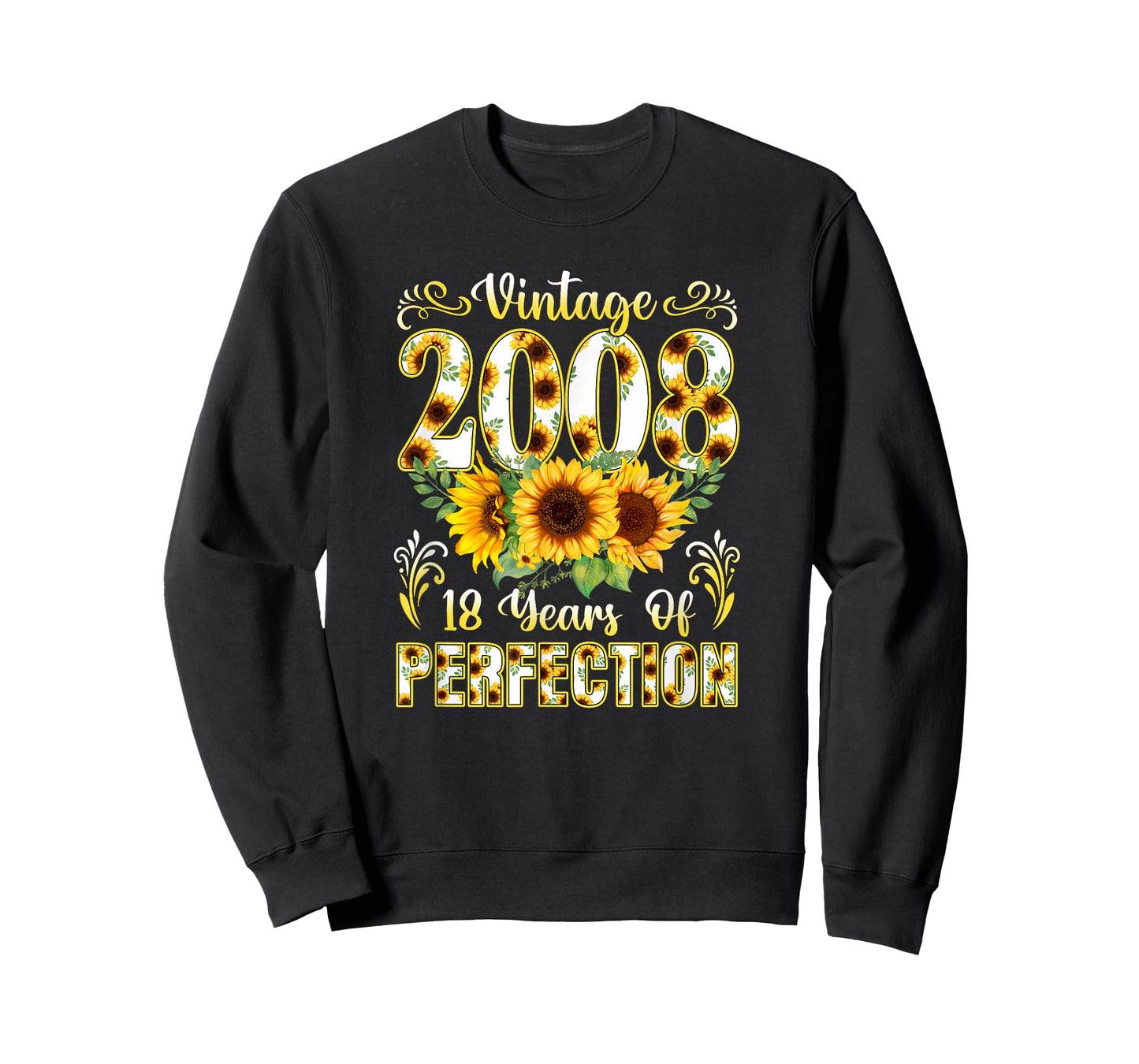 18 Year Old Vintage 2008 Sunflower 18th Birthday Girl Women T-Shirt