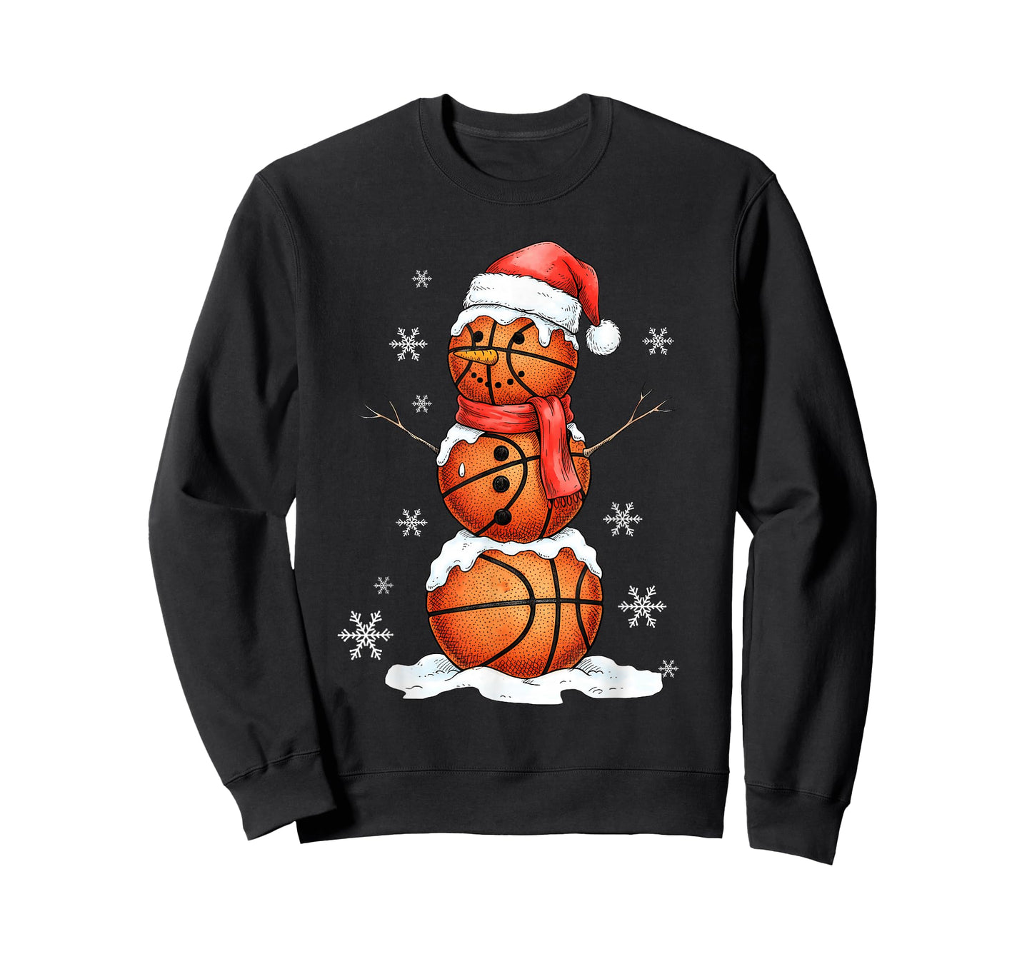 Basketball Snowman Christmas Holiday Sports Xmas Pajamas T-Shirt