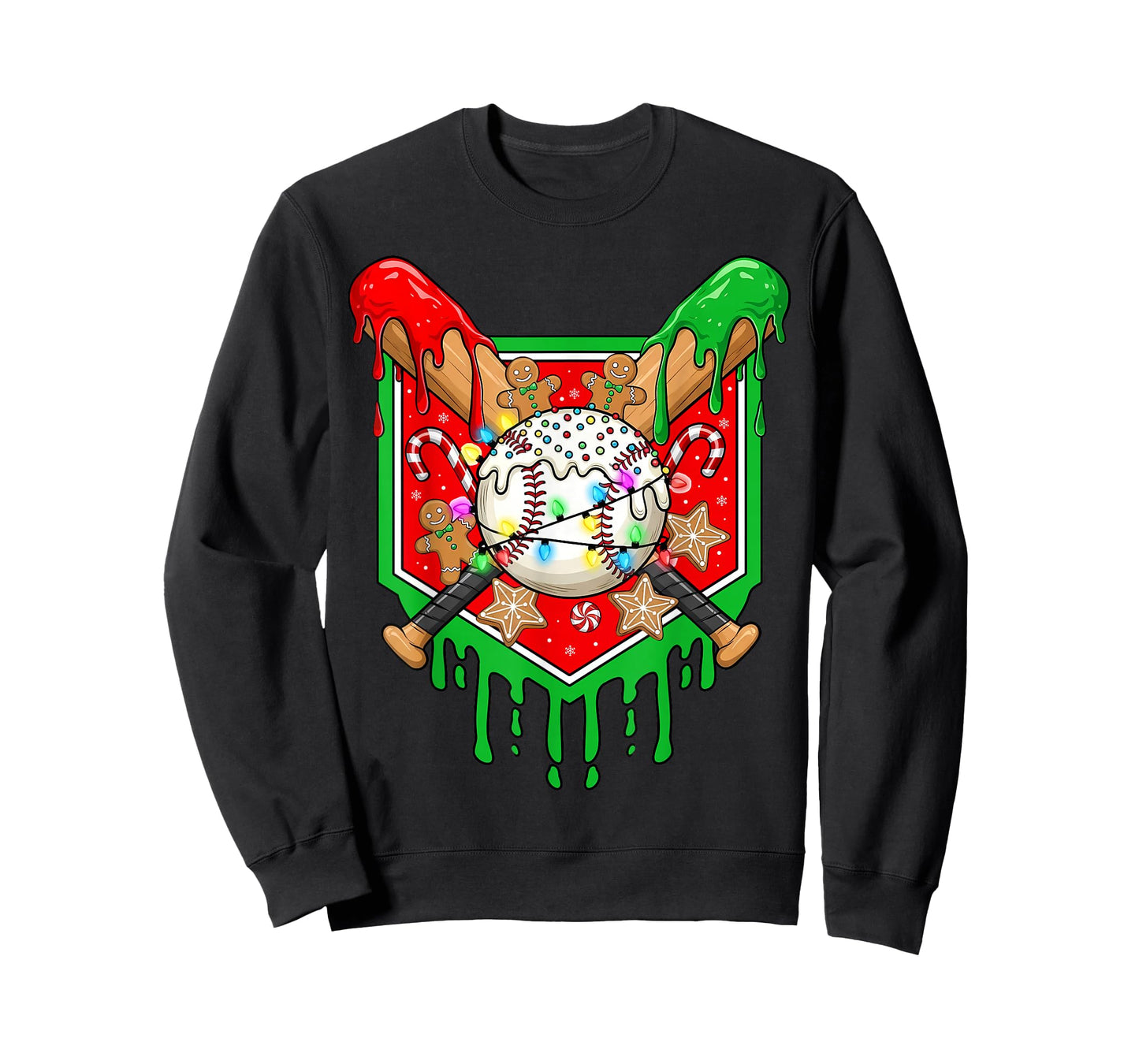 Christmas Baseball Drip for Boys Ice Cream Drip Baseball T-Shirt