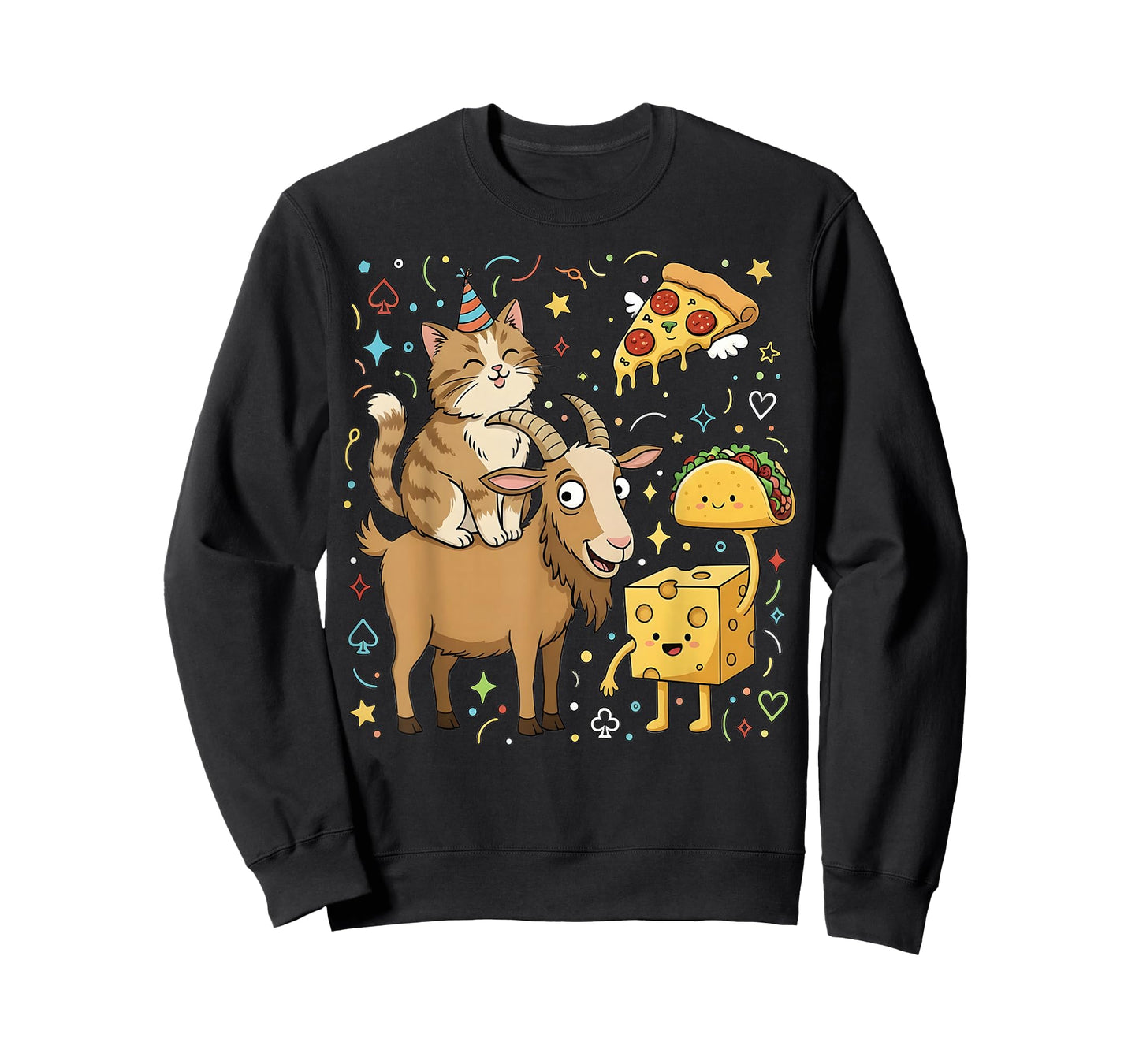 Taco Cat Goat Cartoon | Funny Goat Cheese Pizza Game Player T-Shirt