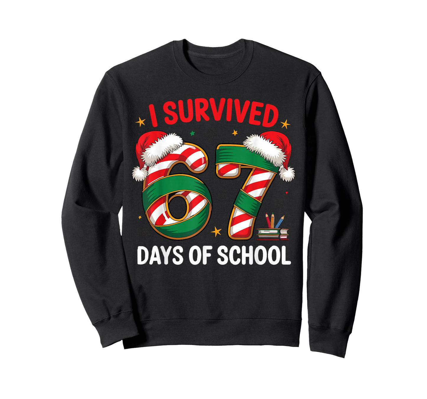 I Survived 67 Days of School Funny Gen Christmas T-Shirt