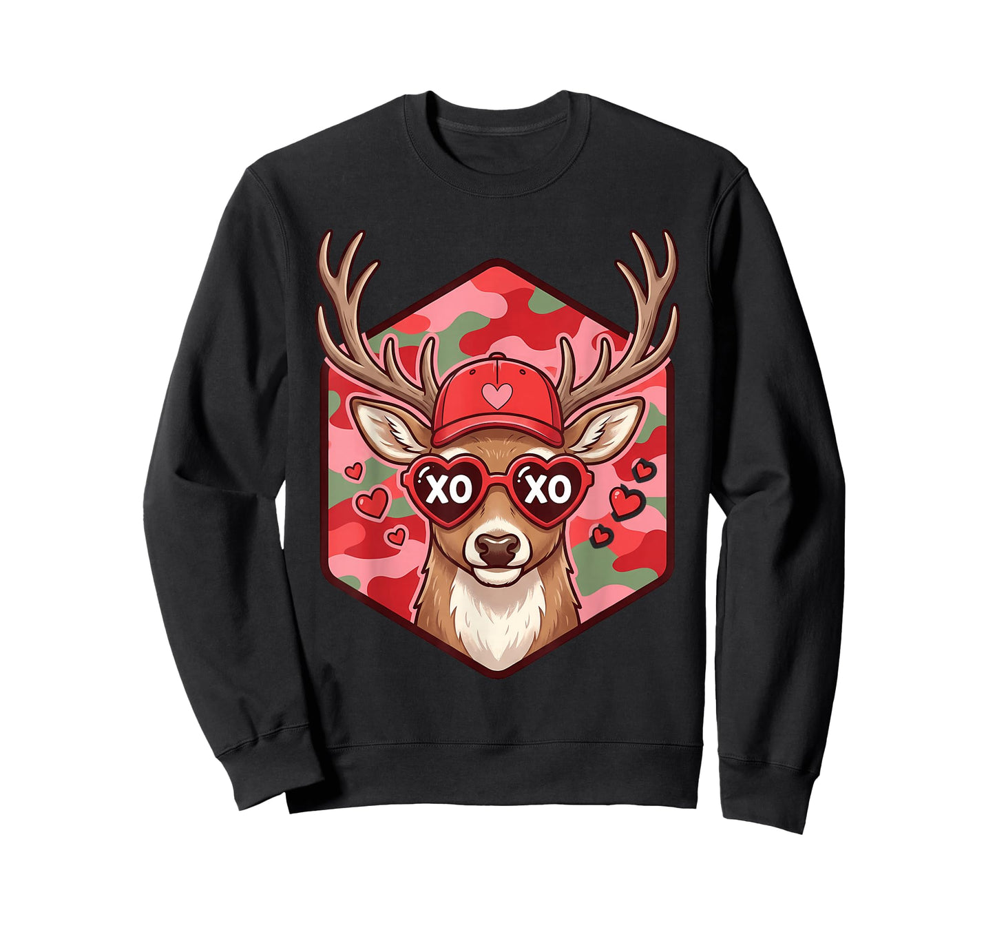 Retro Funny Boys Valentines Day Hunting Deer Camo Kids Men T-Shirt