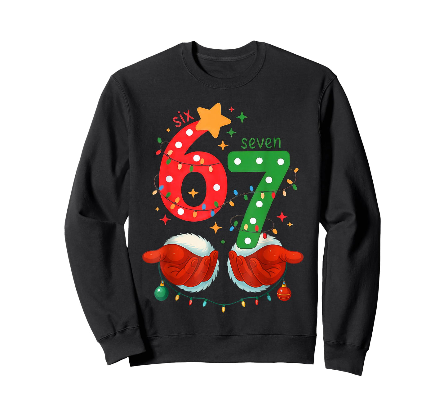 Funny Six Seven 6 7 Meme Christmas Family Xmas Santa 67 T-Shirt