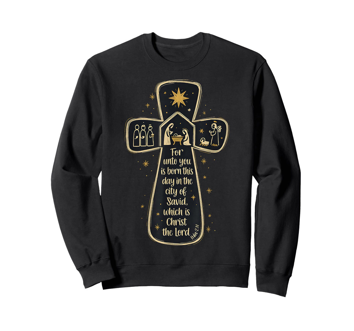 Nativity Cross Luke 2:11 Christmas Nativity Scene Christian T-Shirt