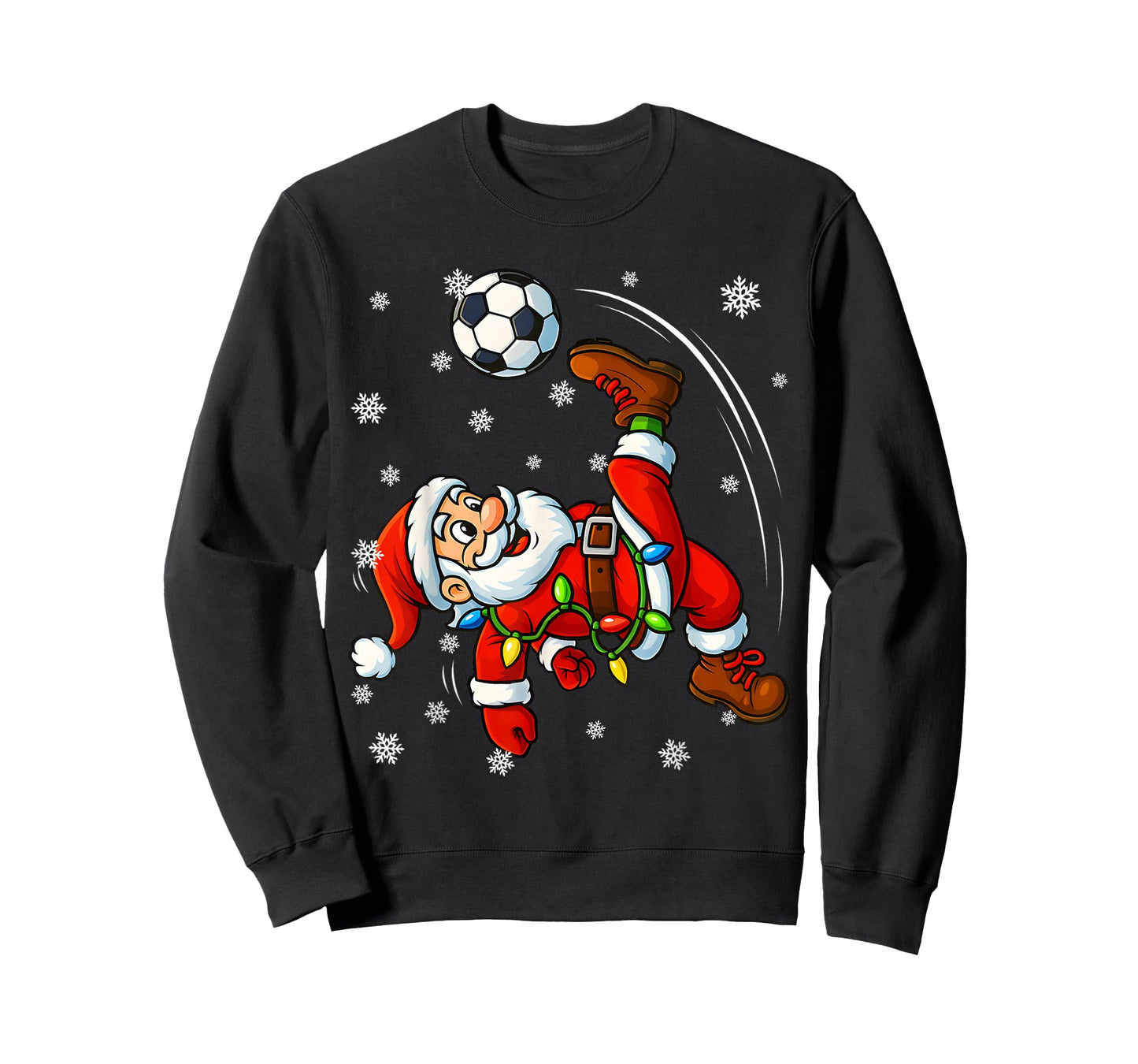 Funny Retro Santa Playing Soccer Pjs Christmas Xmas Men Boy T-Shirt