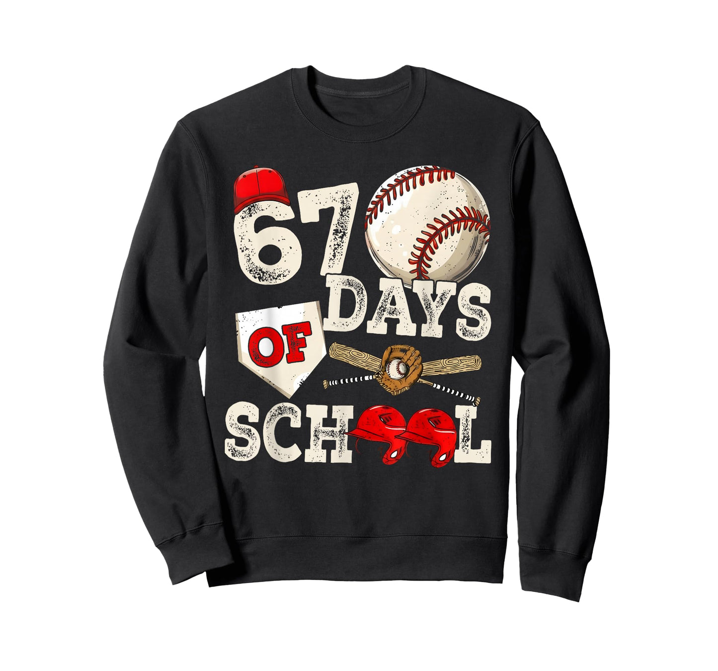 67 Days of School 67th Day Funny Baseball Meme Men Boys Kids T-Shirt