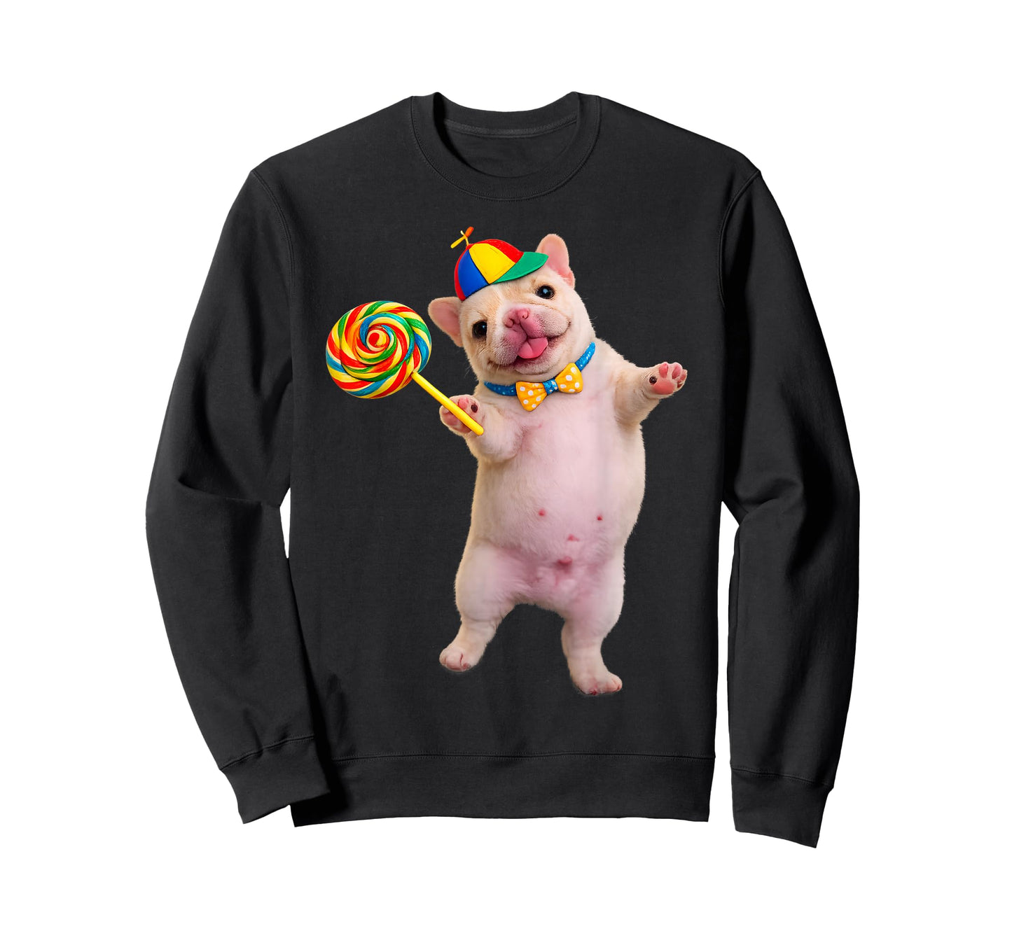 Funny Silly Pibble Dog with Lollipop Meme for Dog Lover Tee T-Shirt