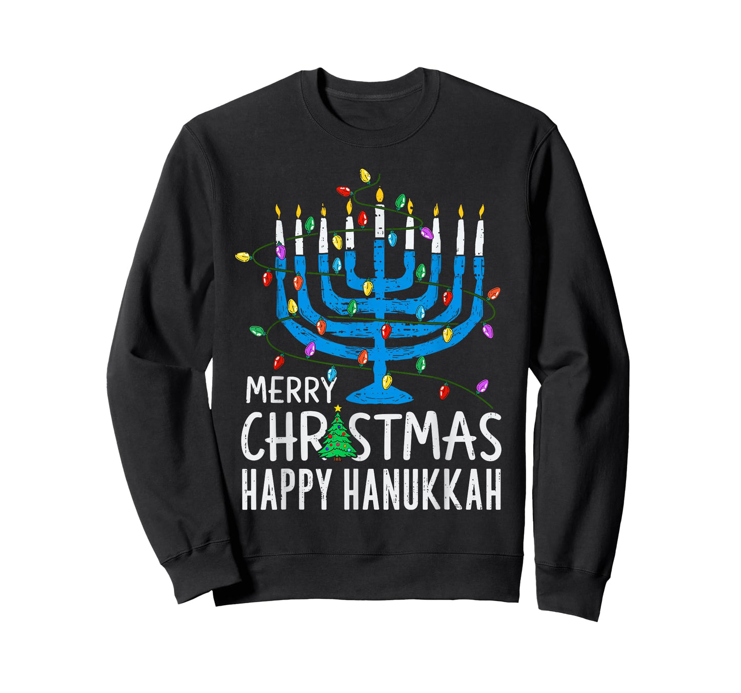 Merry Christmas Happy Hanukkah Jewish Menorah Chanukah Pjm T-Shirt