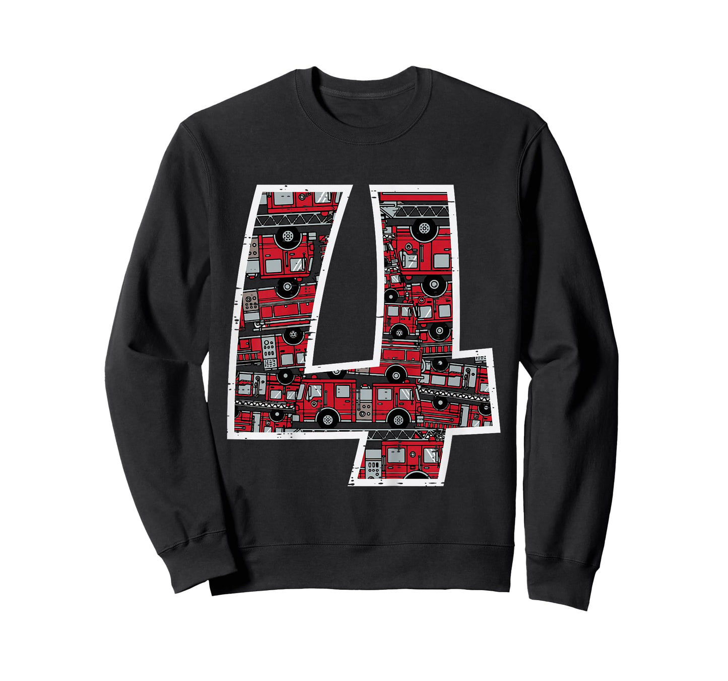 Kids 4th Birthday 4 Firetrucks Firefighter Fireman Bday Boys Kids T-Shirt