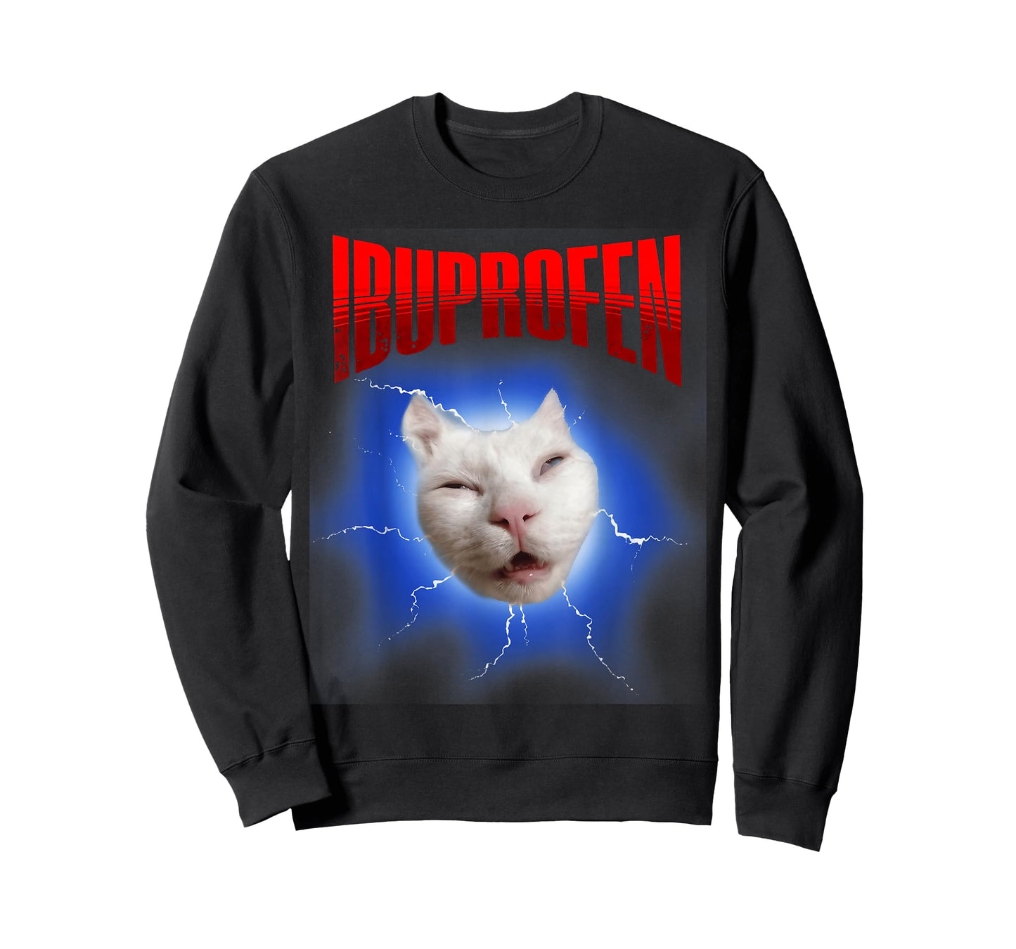 Funny Ibuprofen Cat Meme with Cringe Ugly Feline Face T-Shirt