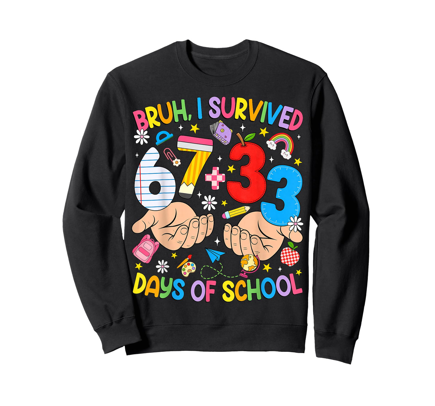 Bruh I Survived 67 33 Days of School Six Seven Teachers Kids T-Shirt