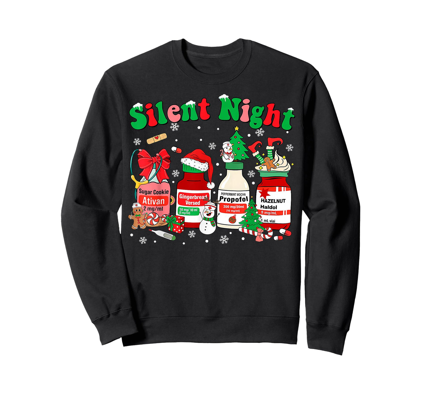 Funny Santa Propofol Silent Night ICU Nurses Merry Christmas T-Shirt