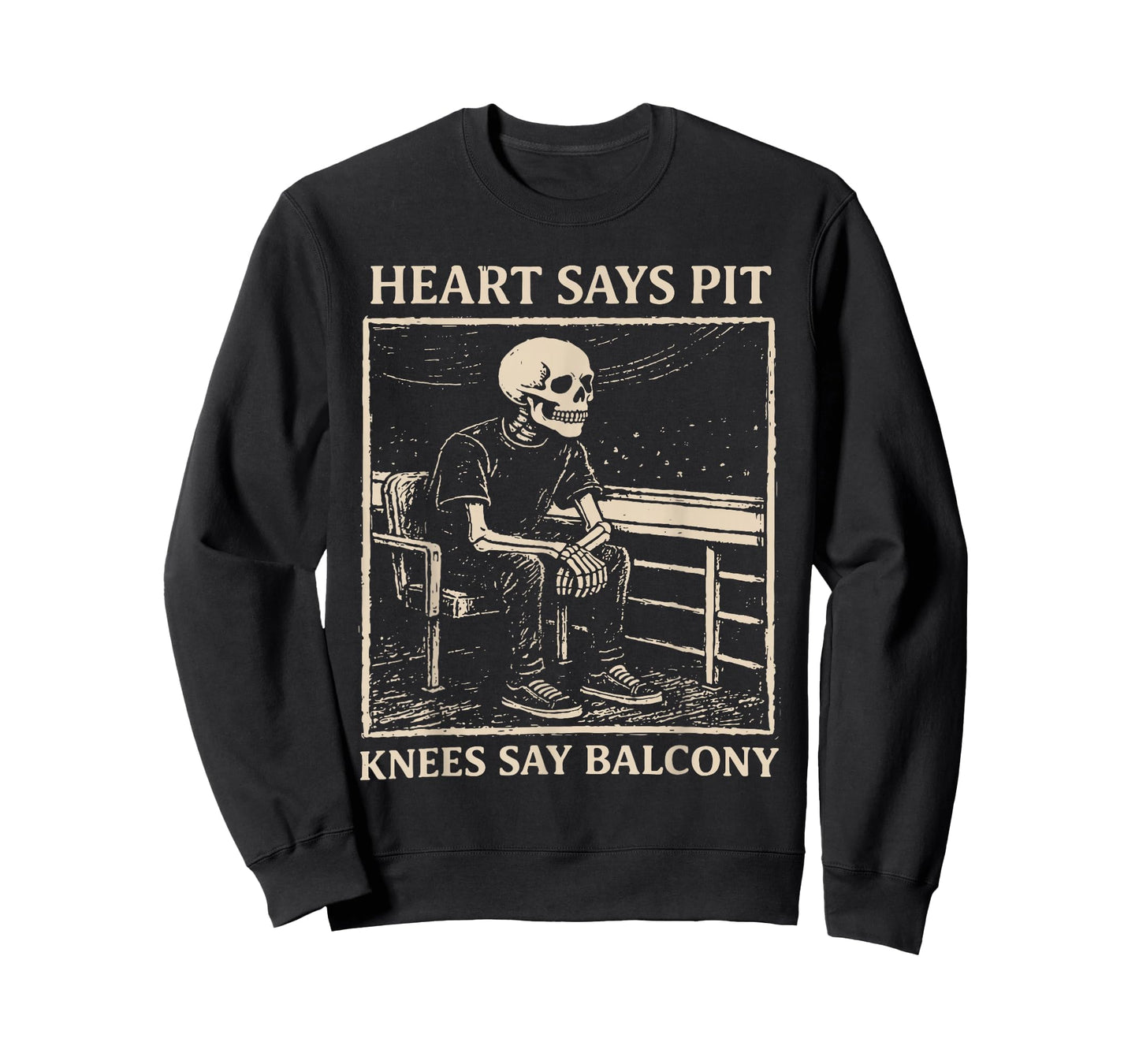 Heart Says Pit Knees Say Balcony Retro Vintage T-Shirt
