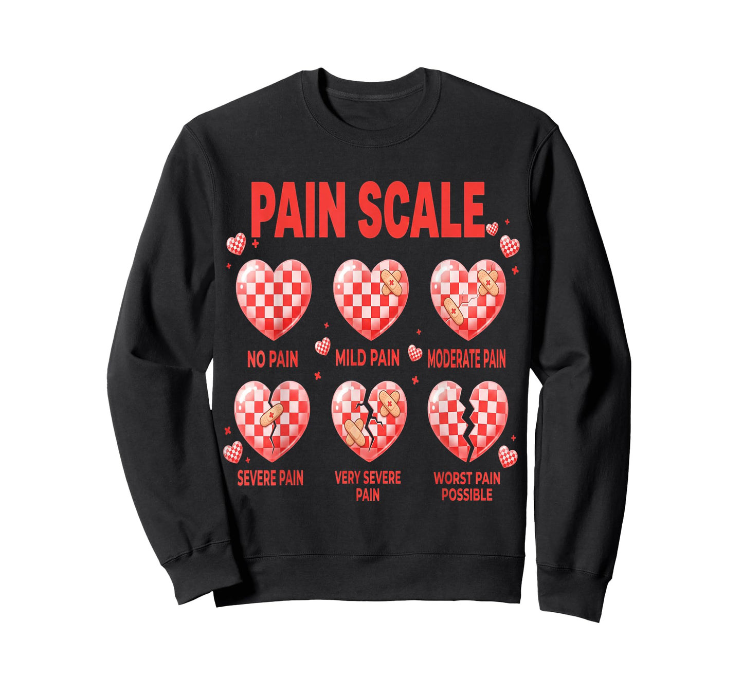 Funny Pain Scale Nurse Valentines Nurses Heart RN ER Nursing T-Shirt