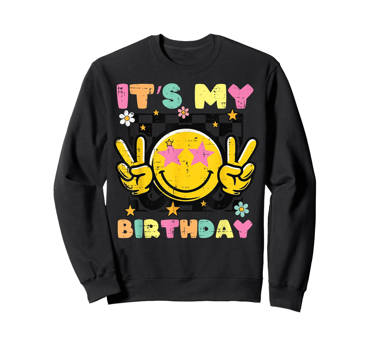 Its My Birthday Smile Happy Peace Retro Groovy Women Men Kid T-Shirt