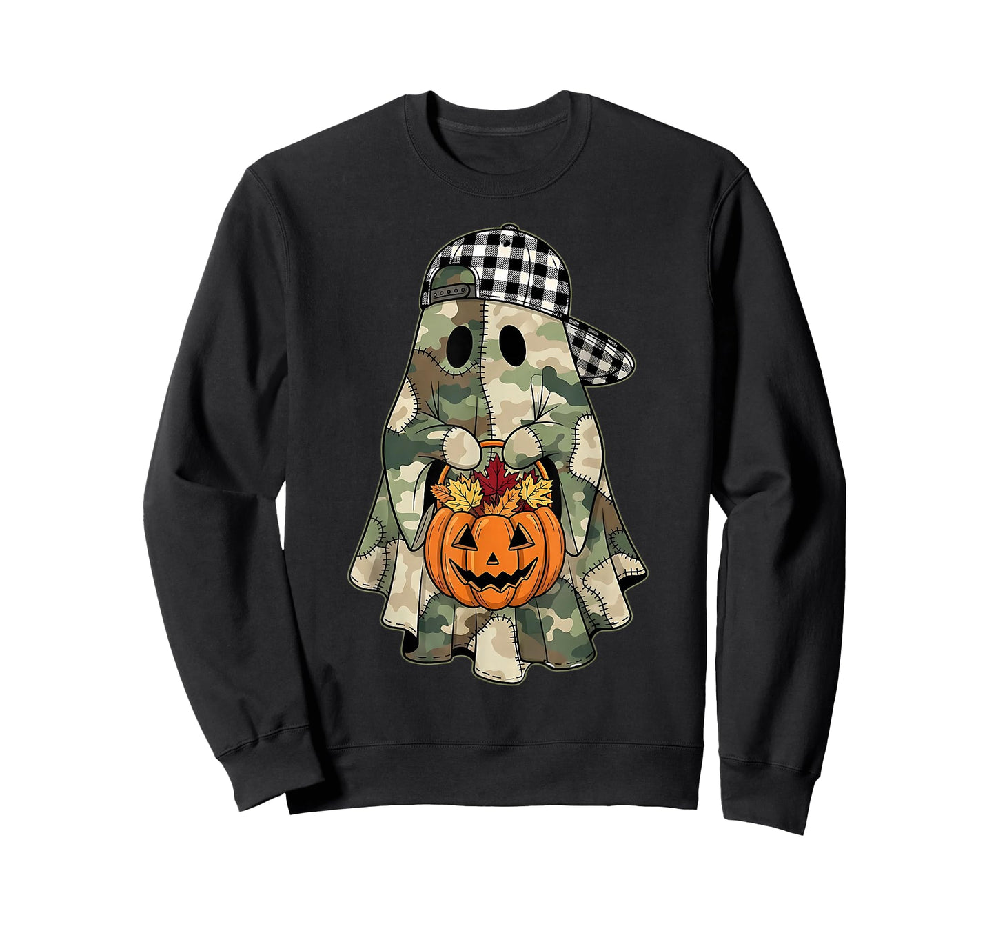 Camo Ghost Candy Hunter Halloween Spooky Dude Funny Boys Kid T-Shirt
