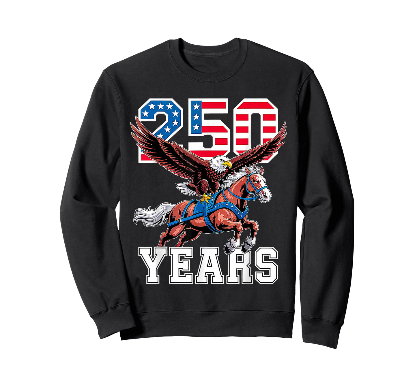 Retro USA 250th Anniversary Bald Eagle and Clydesdale Horse T-Shirt