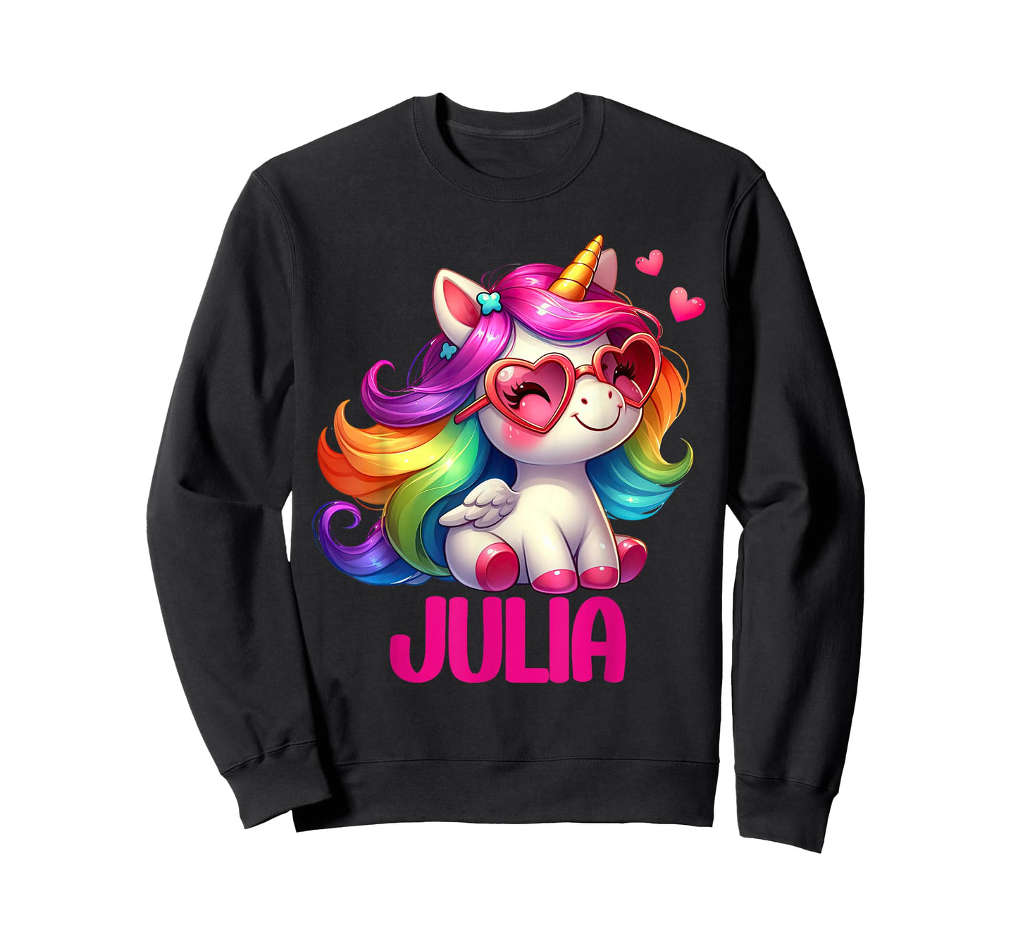 Julia Personalized Name Colorful Unicorn Women Girls T-Shirt