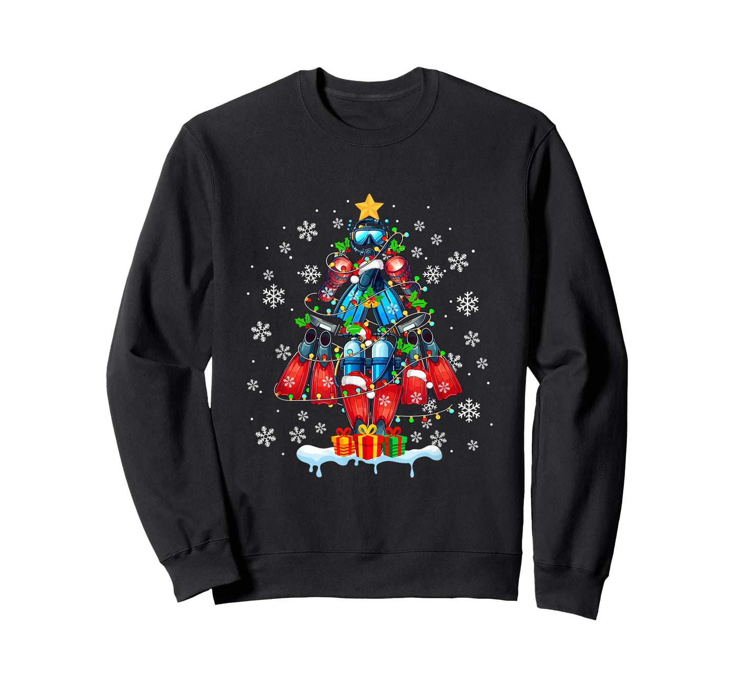Scuba Diving Tools Christmas Tree Santa Colorful Sport Lover T-Shirt