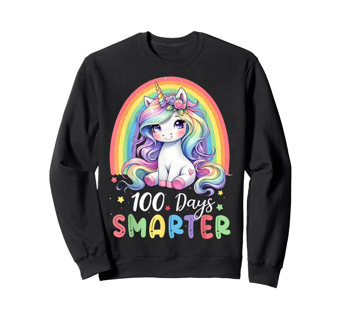 100 Days Smarter Kids Girls Unicorn 100th Day of School T-Shirt