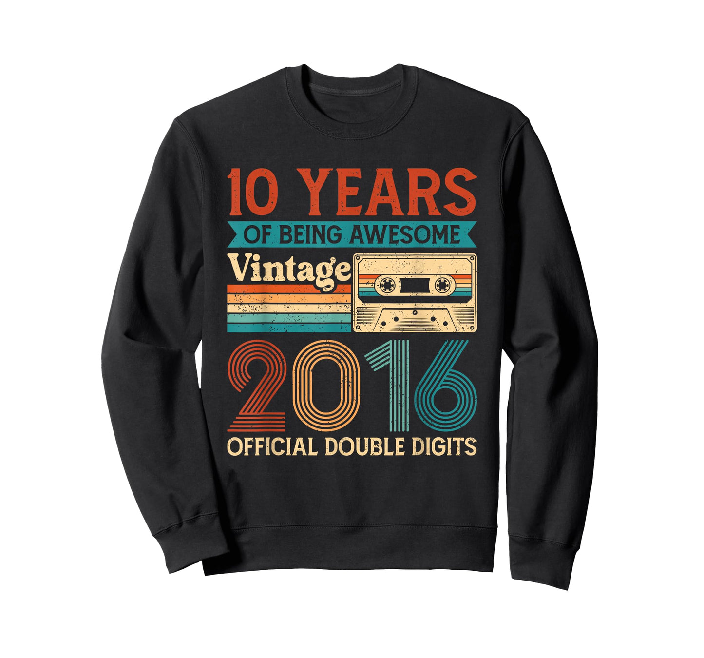 Vintage 2016 Official Double Digits 10yrs Old 10th Birthday T-Shirt