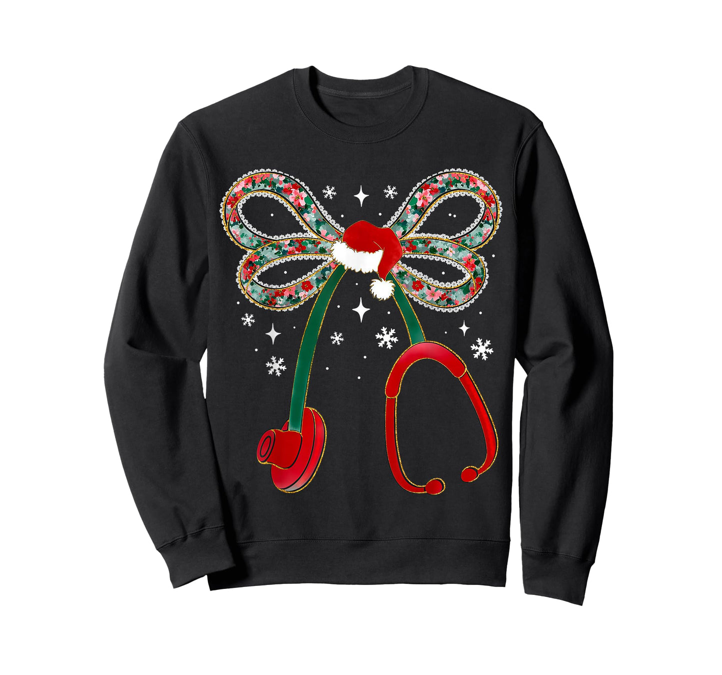 Christmas Nurse Coquette Bow Stethoscope Nursing Xmas Pjs T-Shirt