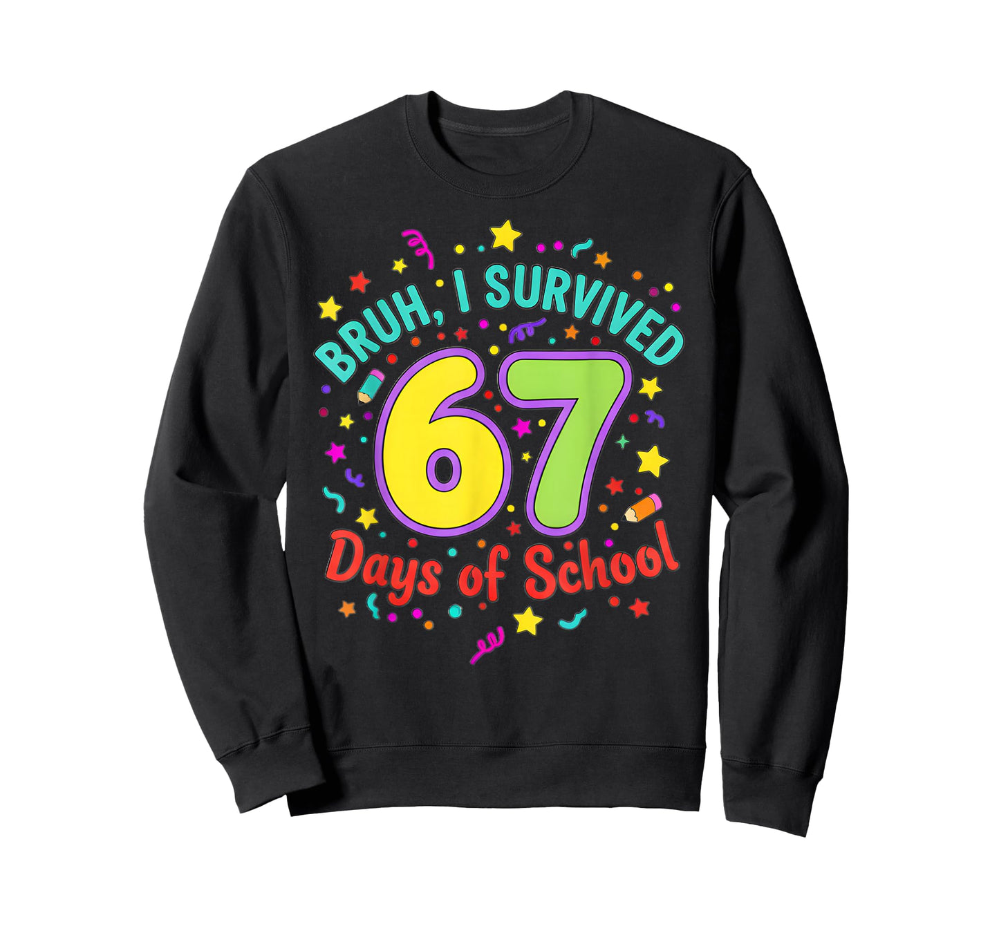 Bruh I Survived 67 Days of School Meme Kids Boys 67th Day T-Shirt