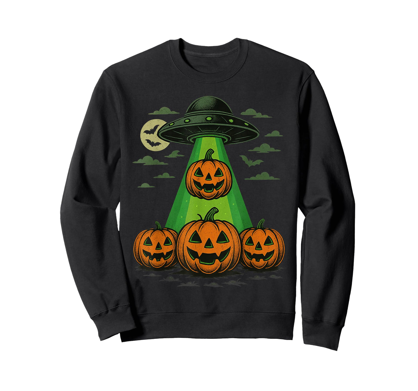 Funny Halloween Pumpkin Jack O Alien Abduction UFO Kids Boys T-Shirt